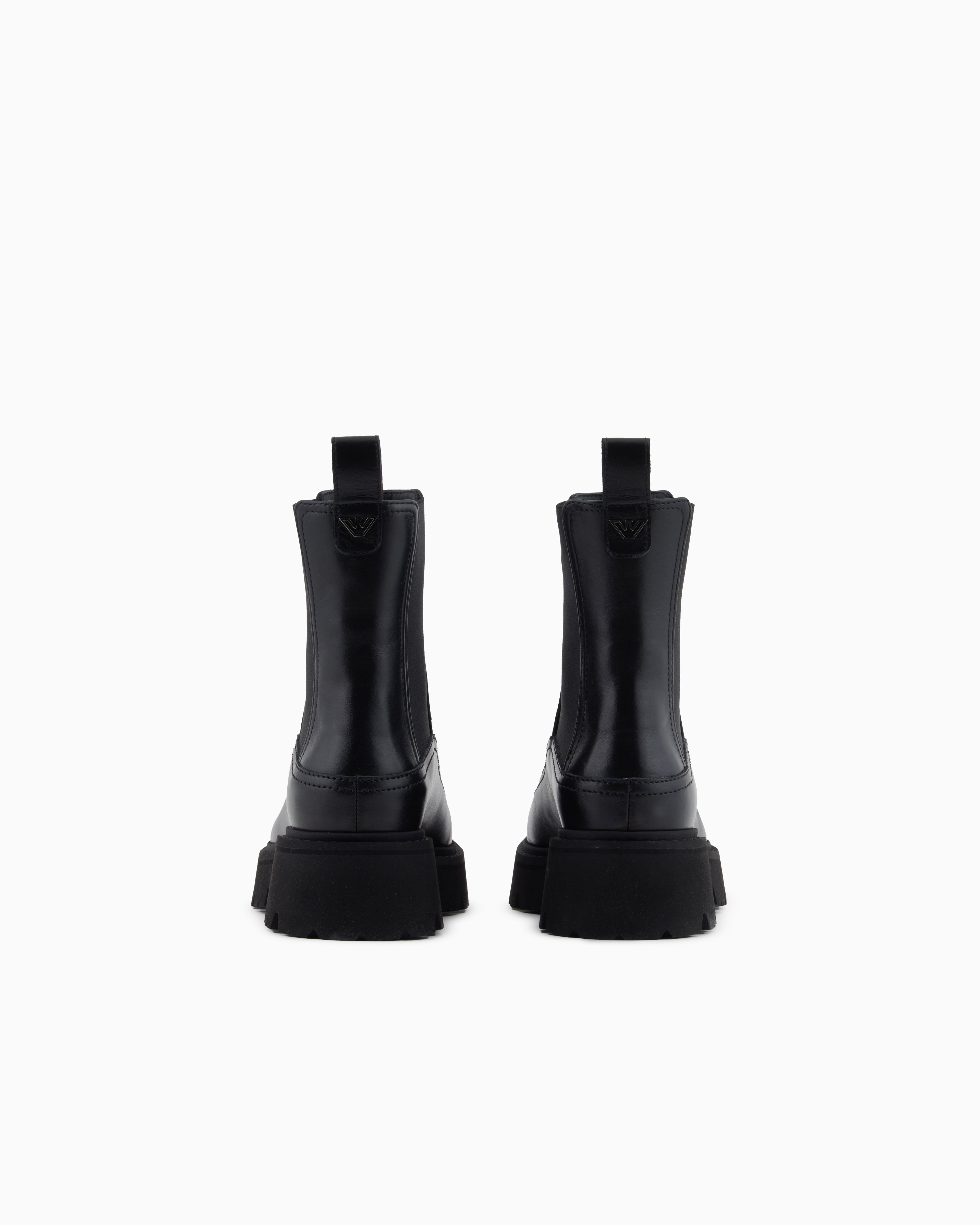 Emporio Armani Leather Beatle Boots Black
