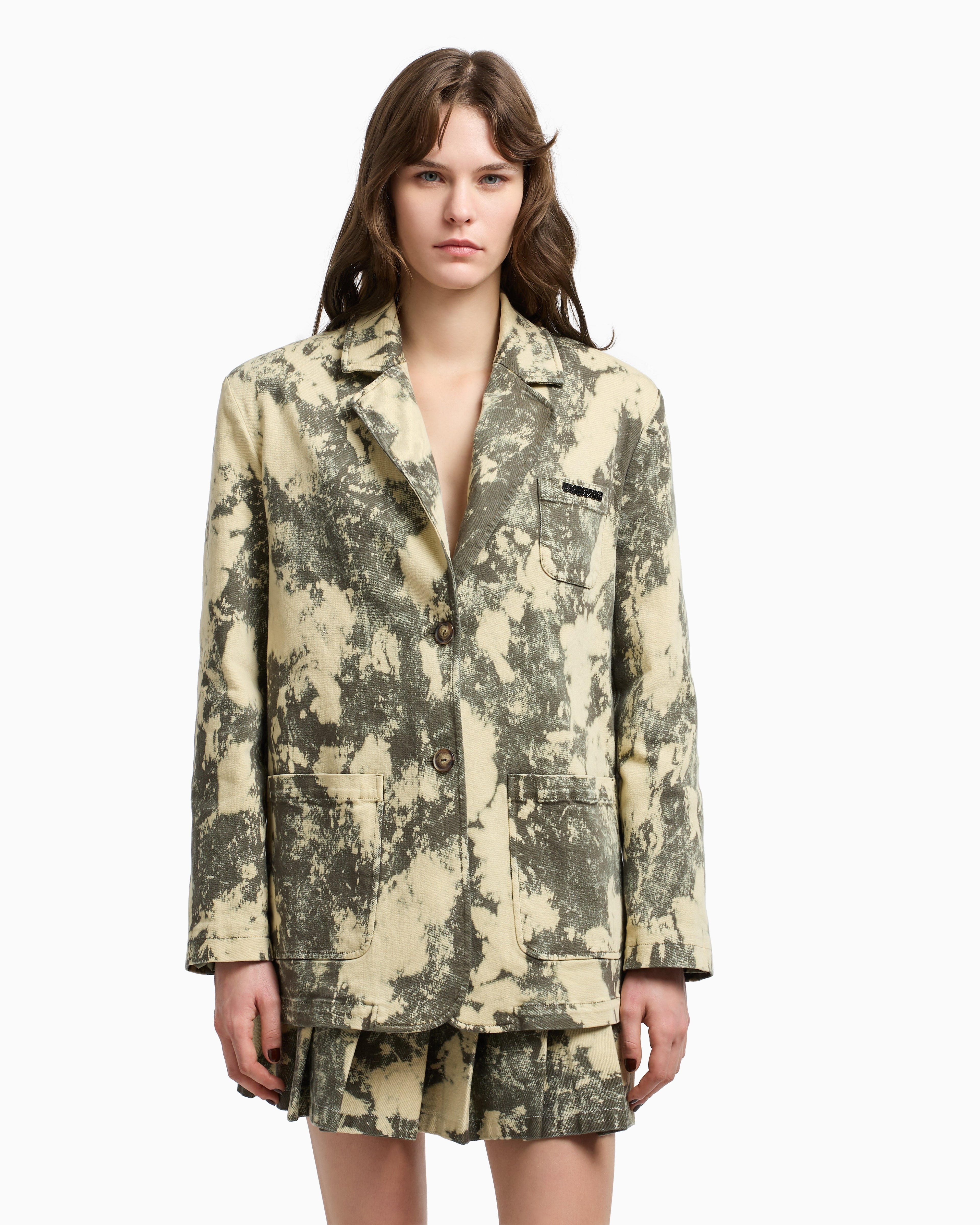Emporio Armani New York capsule collection single-breasted tie-dye effect garment-dyed drill blazer