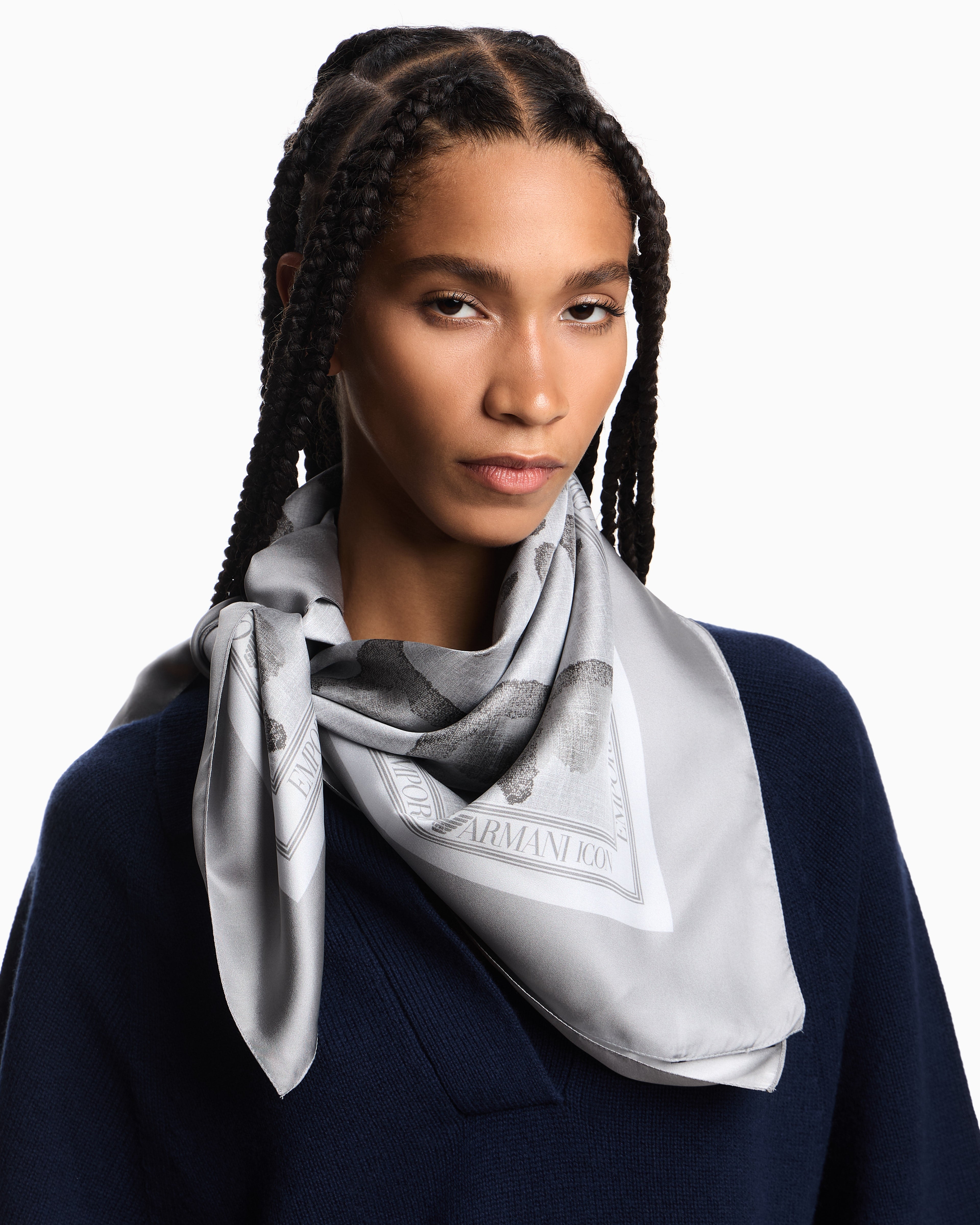 Emporio Armani Silk foulard with Icon print
