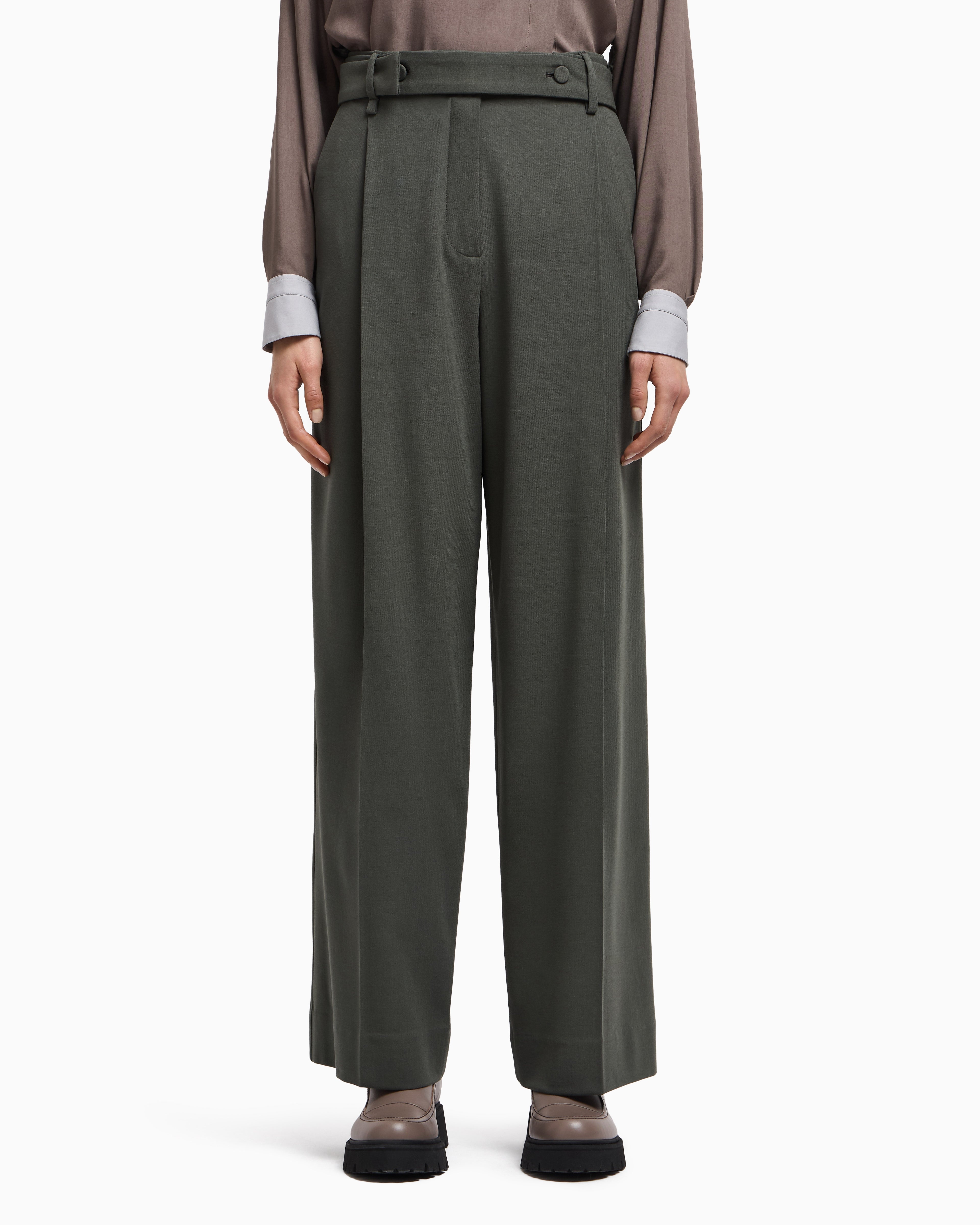 Emporio Armani Barathea wool trousers with a belt