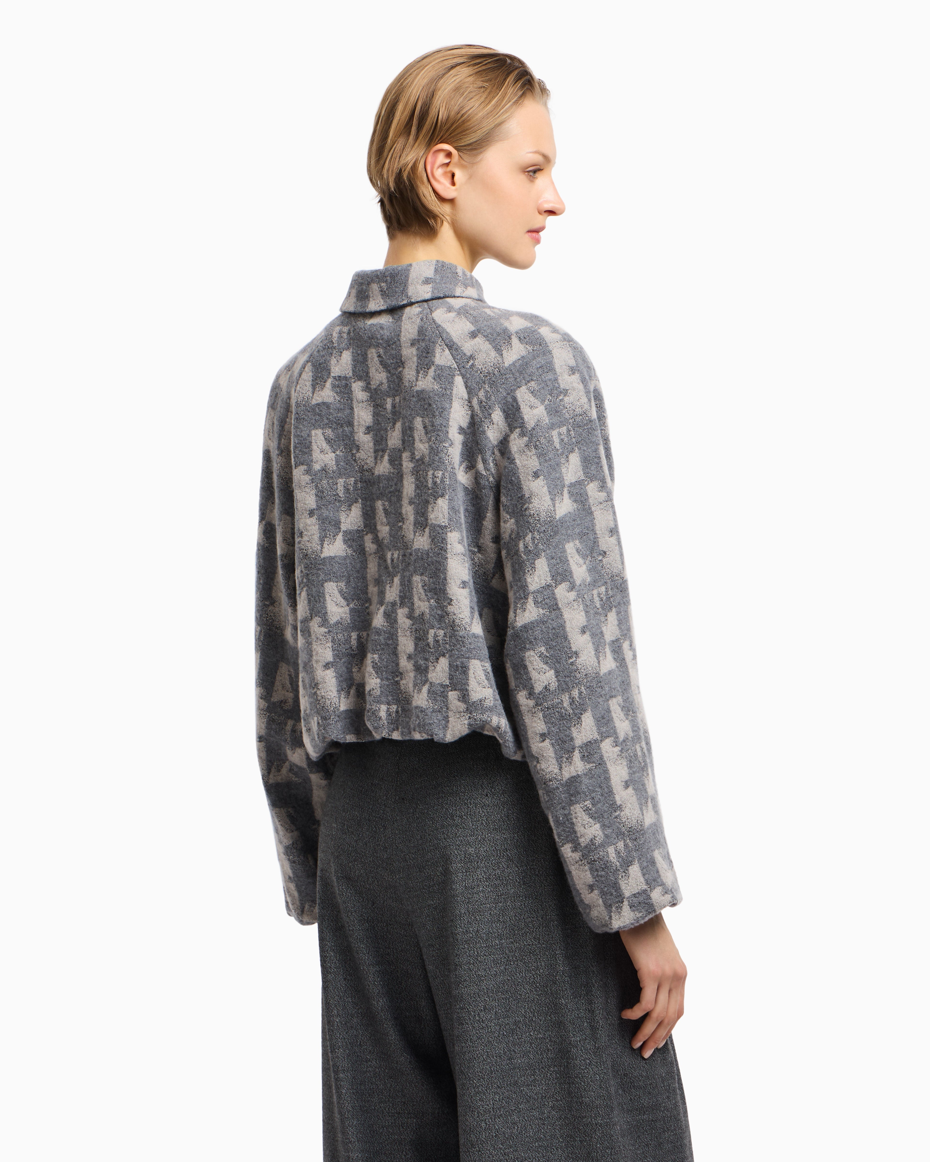 Emporio Armani Jacquard wool-blend blouson with an irregular geometric motif