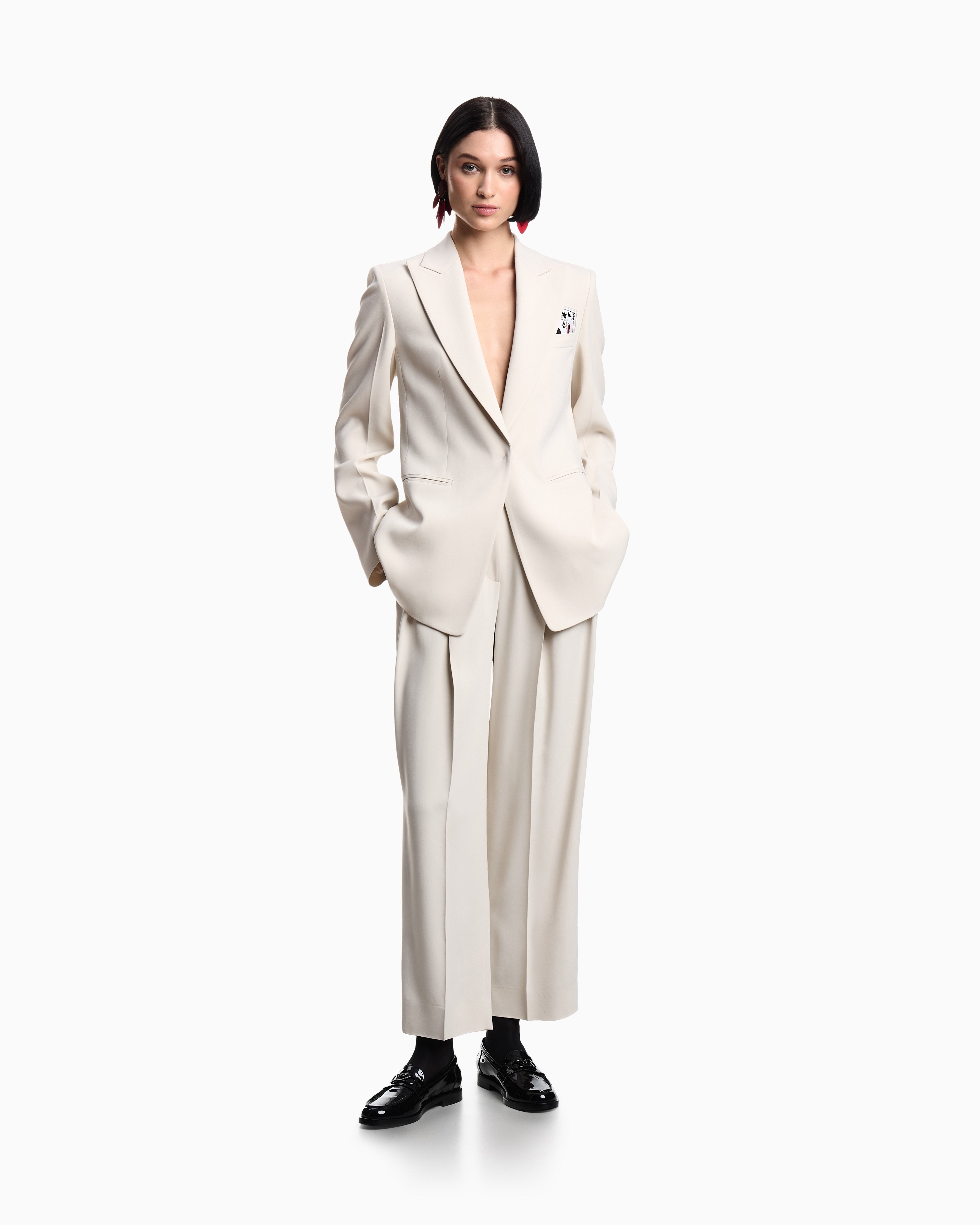 Emporio Armani Single-breasted blazer in envers satin with Jeu de Cartes detail