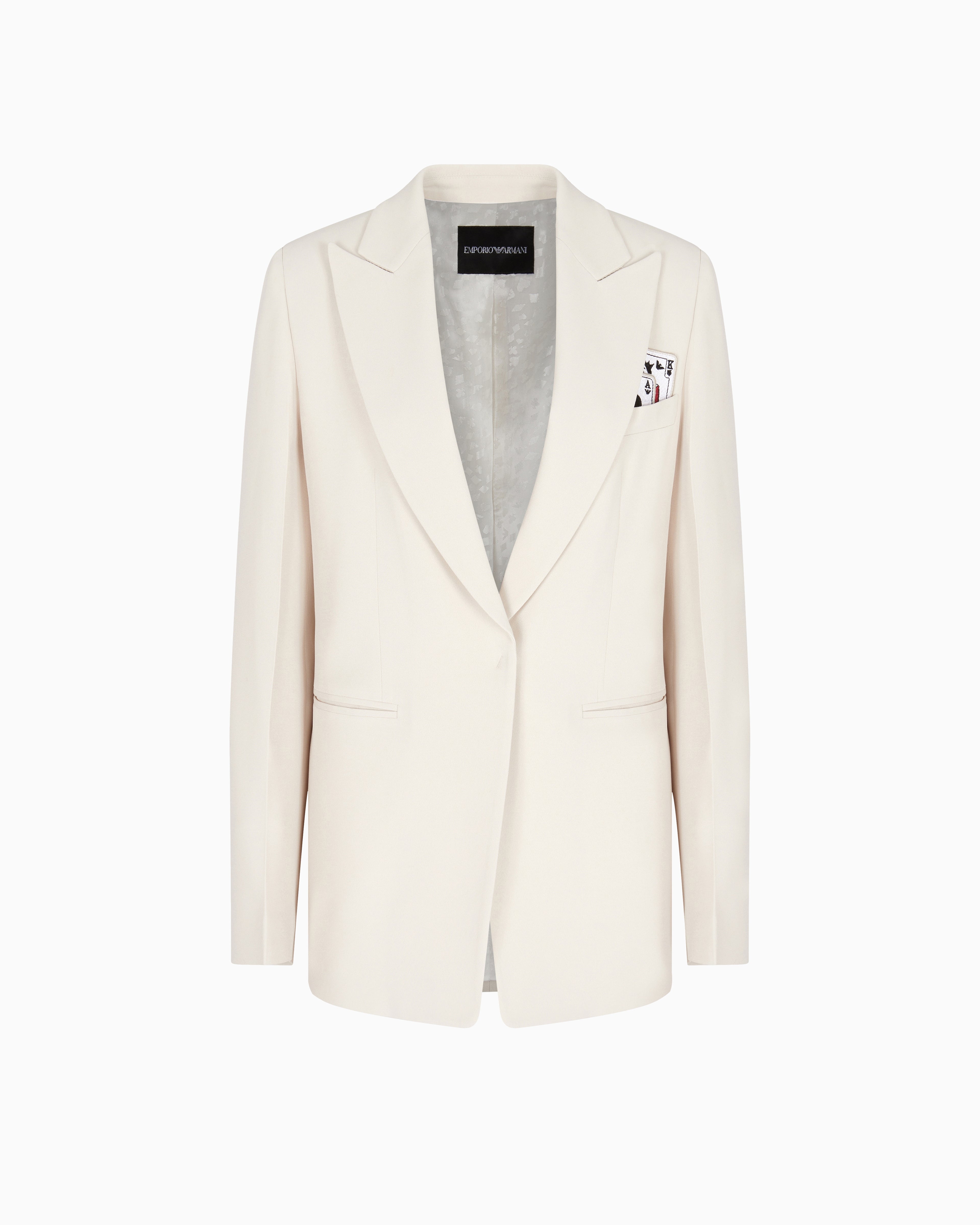 Emporio Armani Single-breasted blazer in envers satin with Jeu de Cartes detail