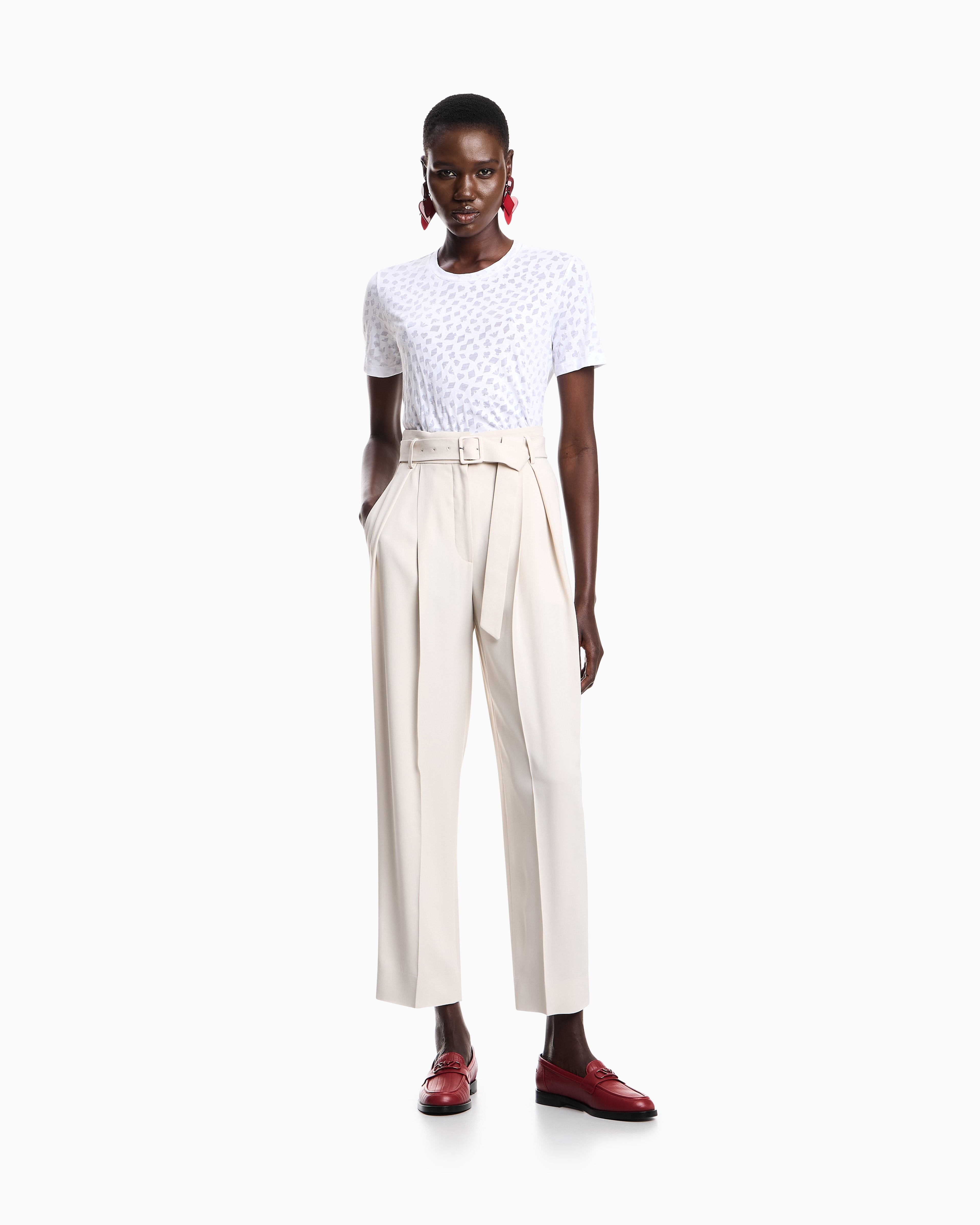 Emporio Armani Envers satin trousers with pleats and belt