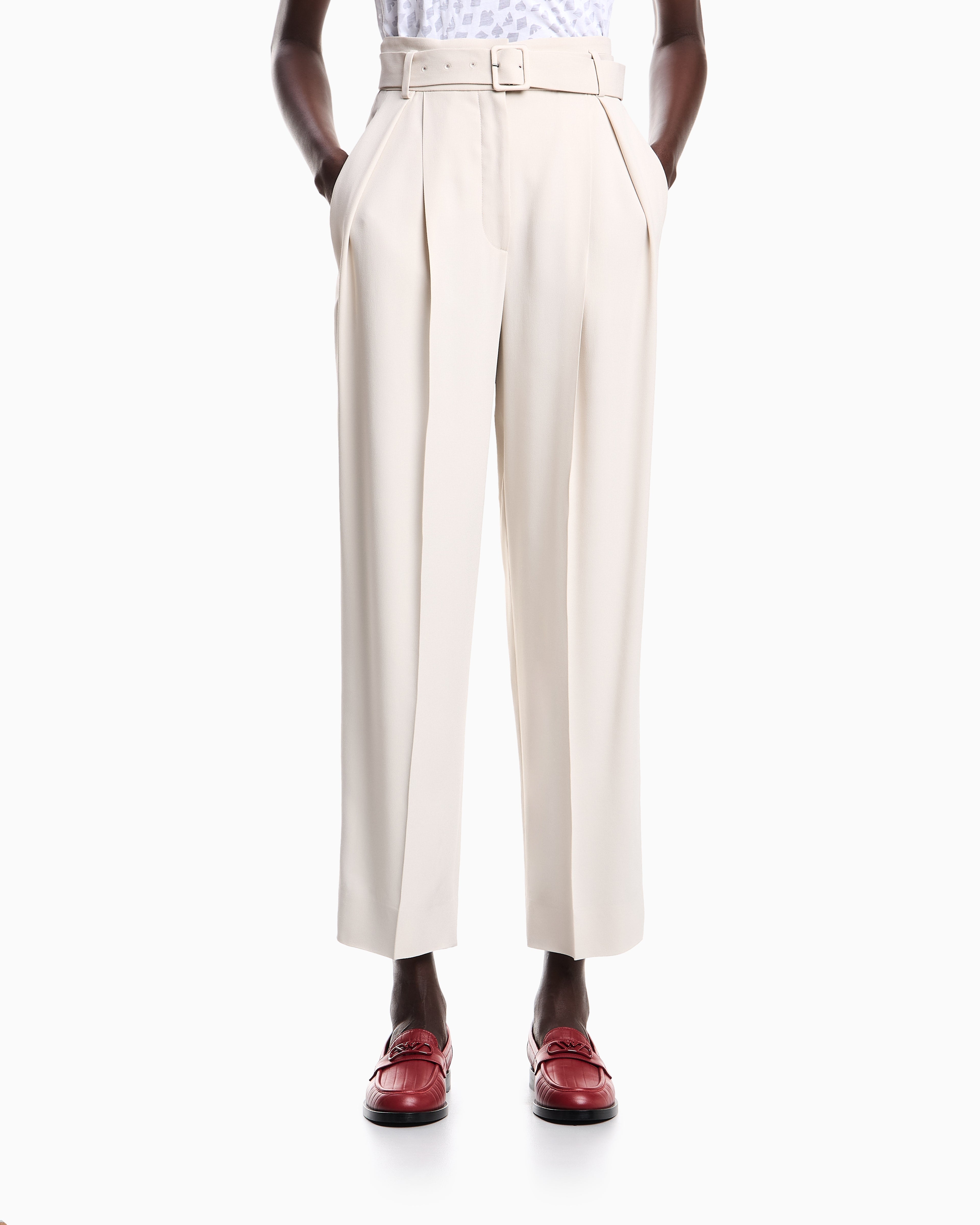 Emporio Armani Envers satin trousers with pleats and belt