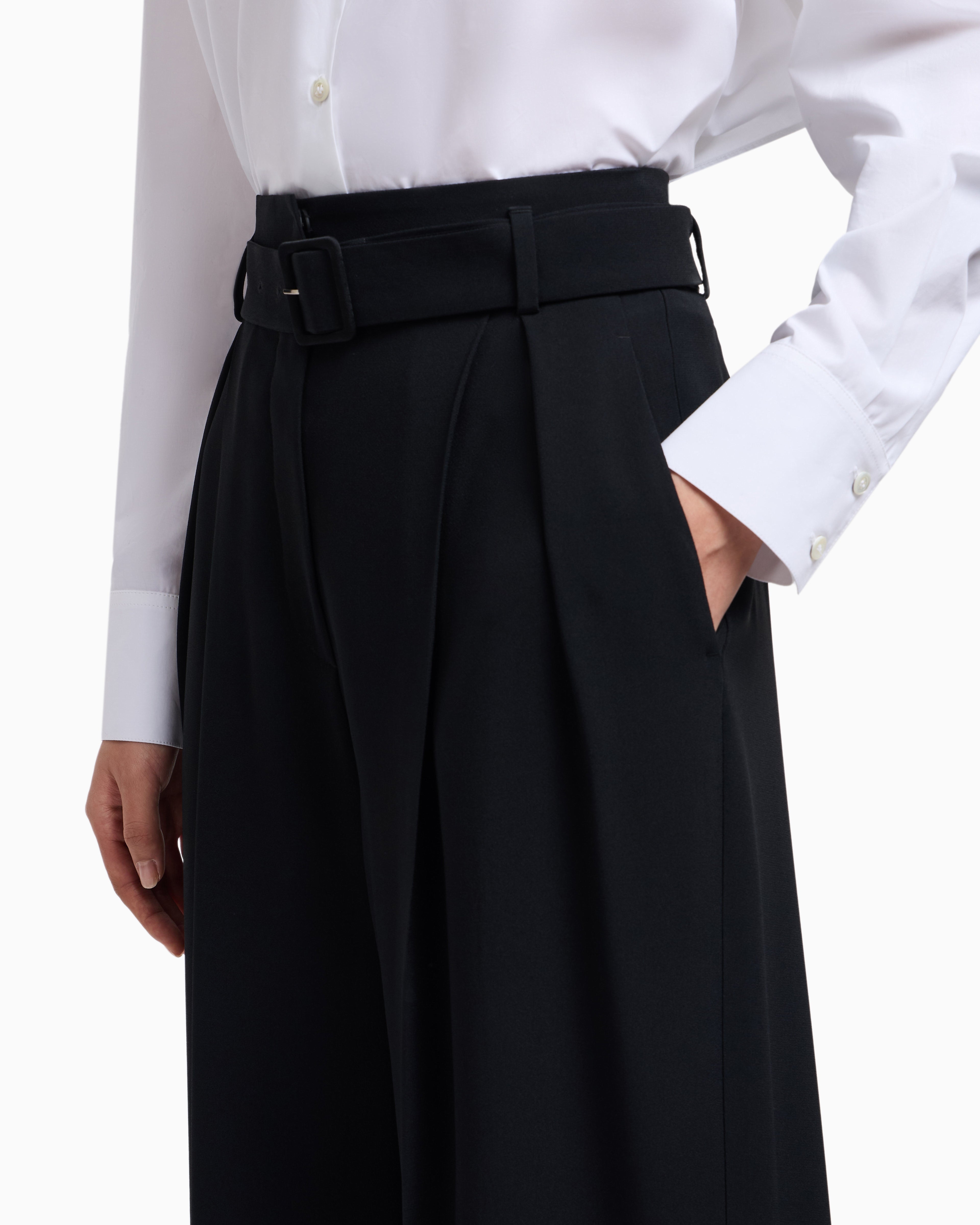 Emporio Armani Envers satin trousers with pleats and belt
