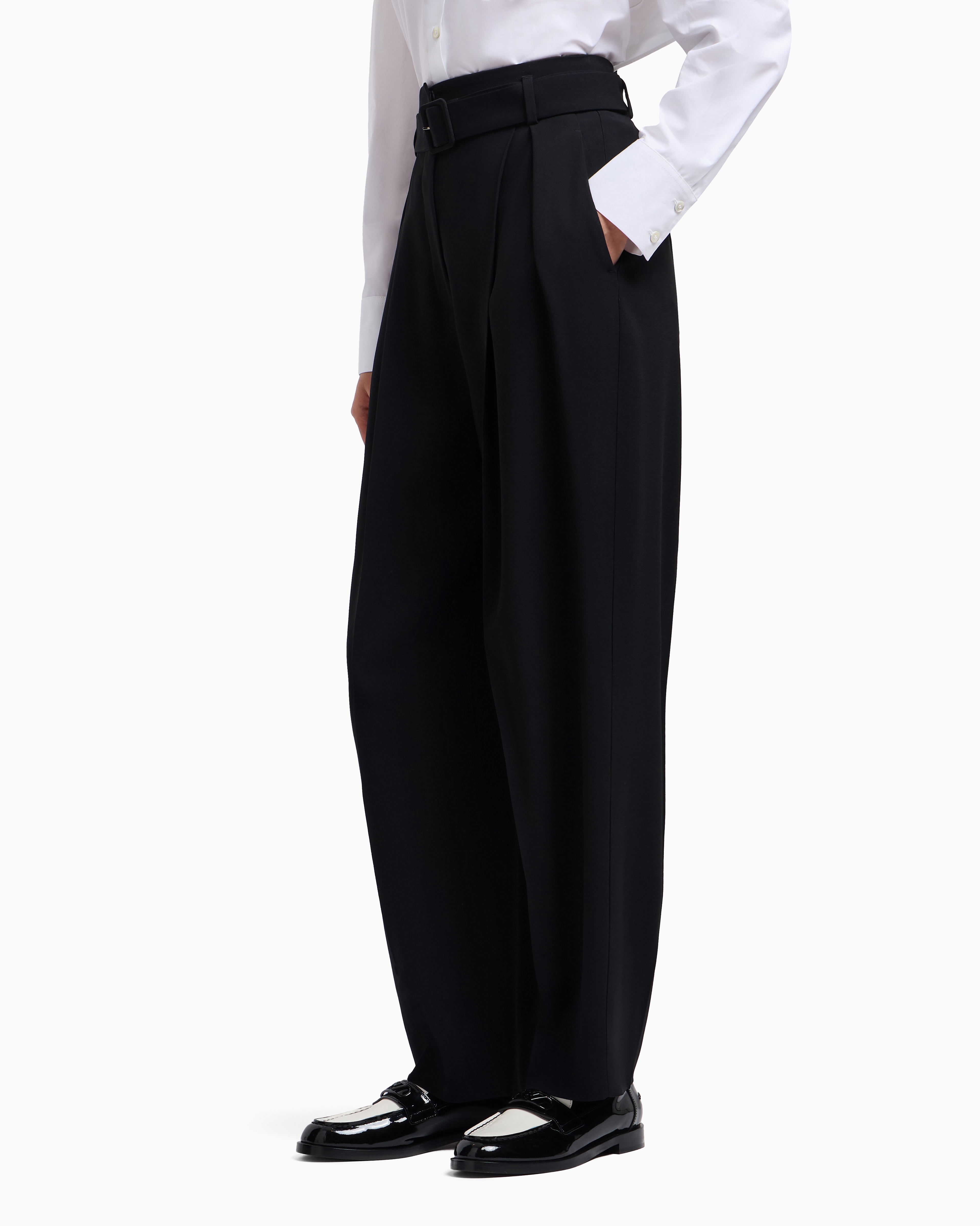 Emporio Armani Envers satin trousers with pleats and belt