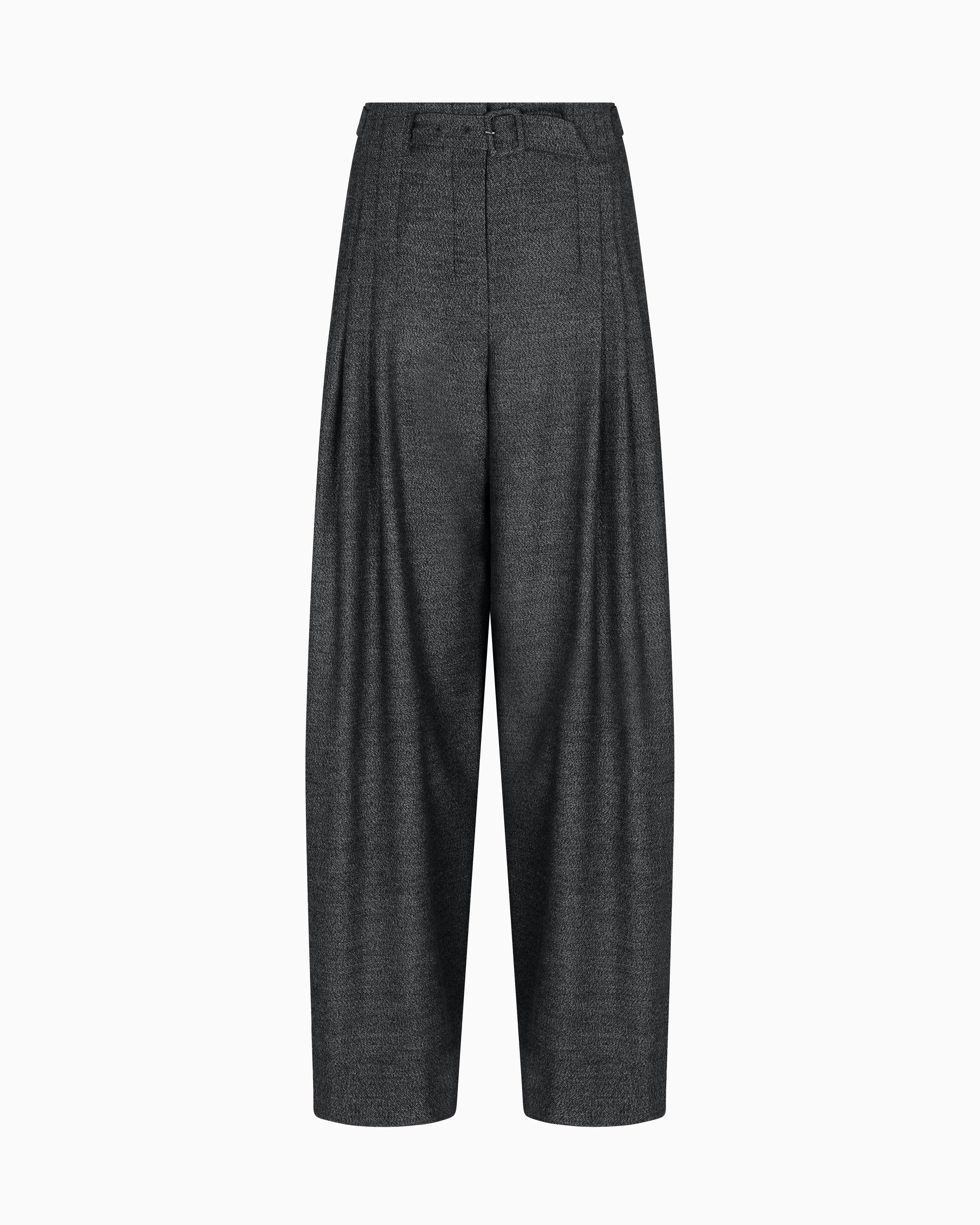Emporio Armani Trousers with darts and a belt in a mouliné flannel