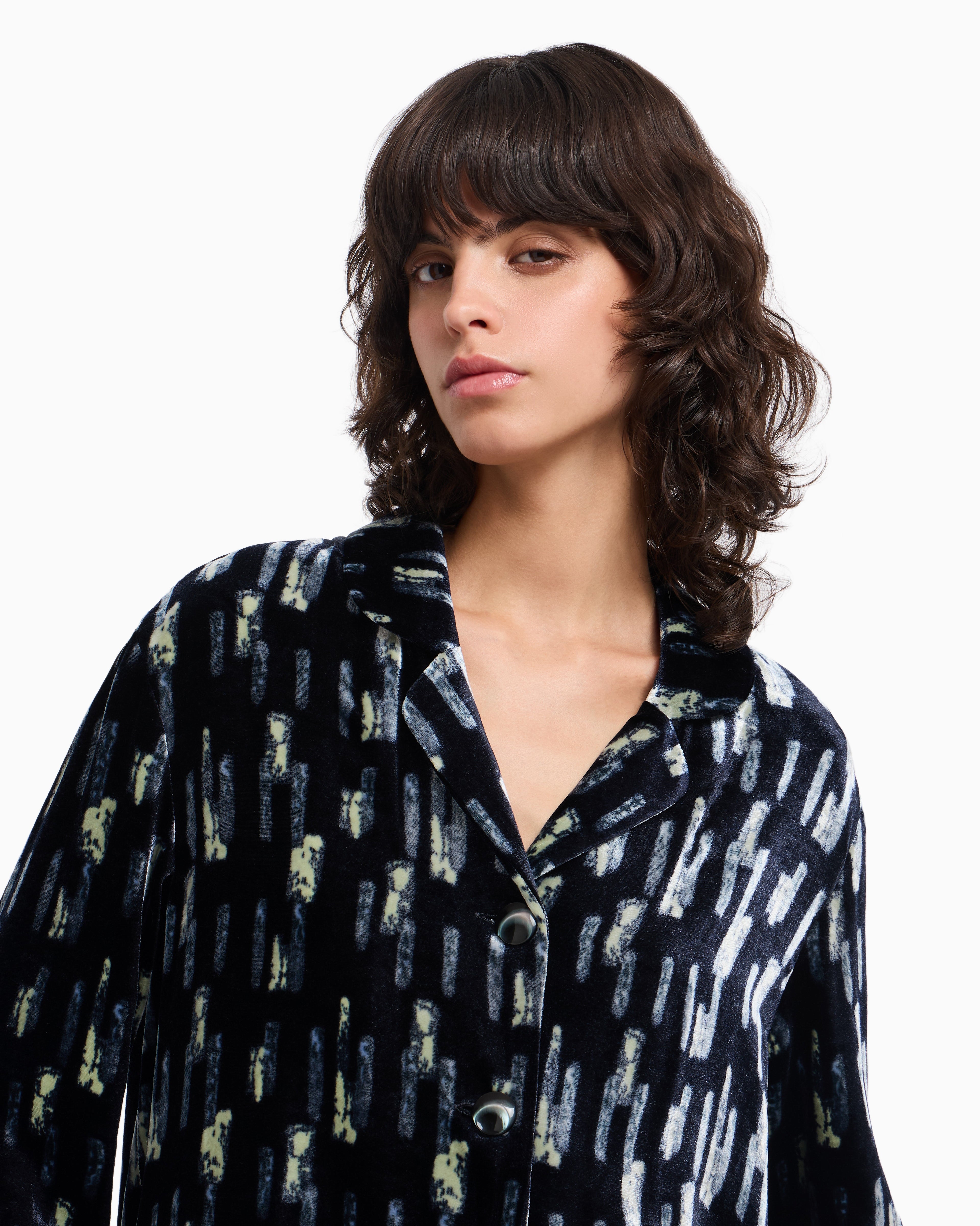 Emporio Armani Printed velvet single-breasted blazer