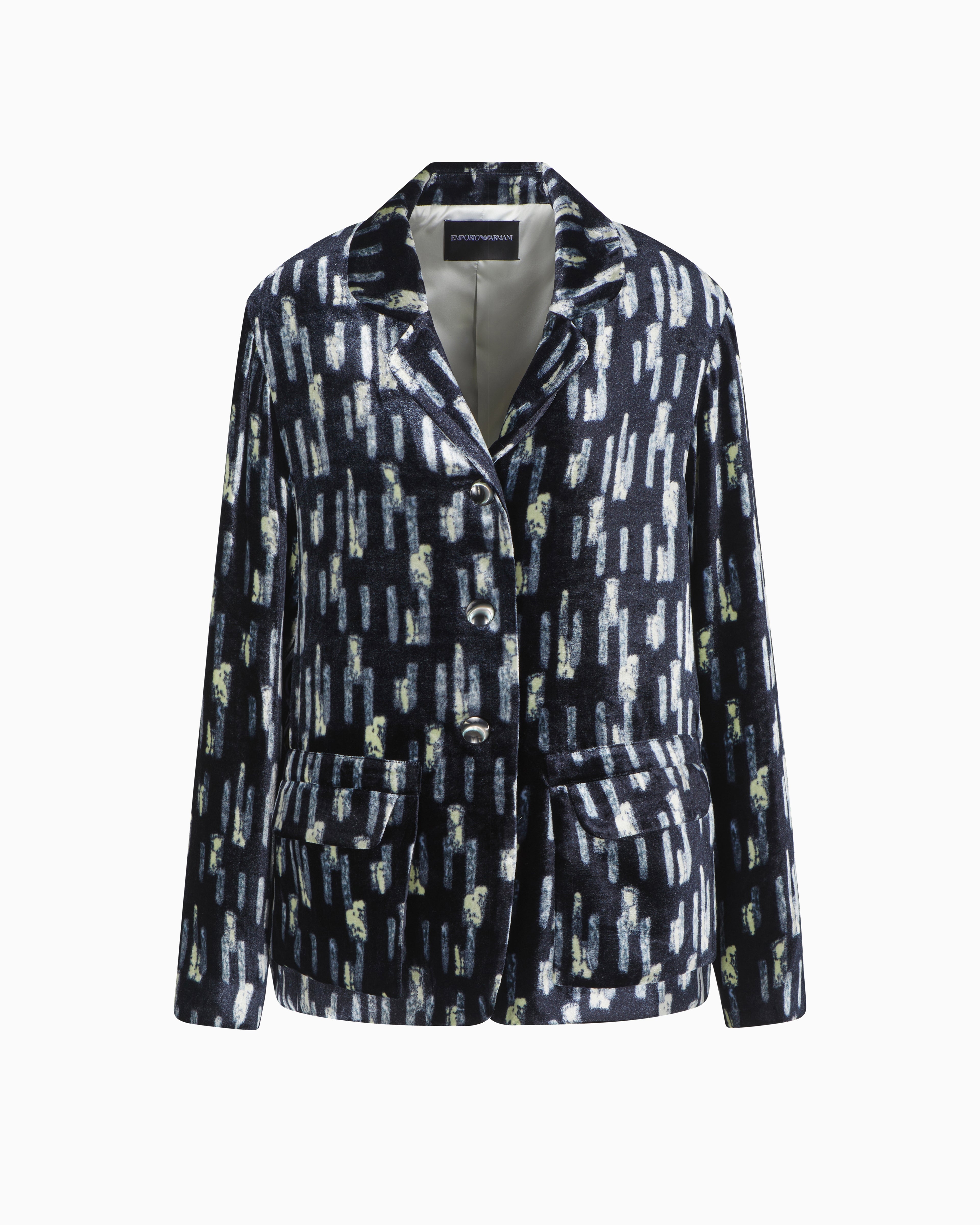 Emporio Armani Printed velvet single-breasted blazer