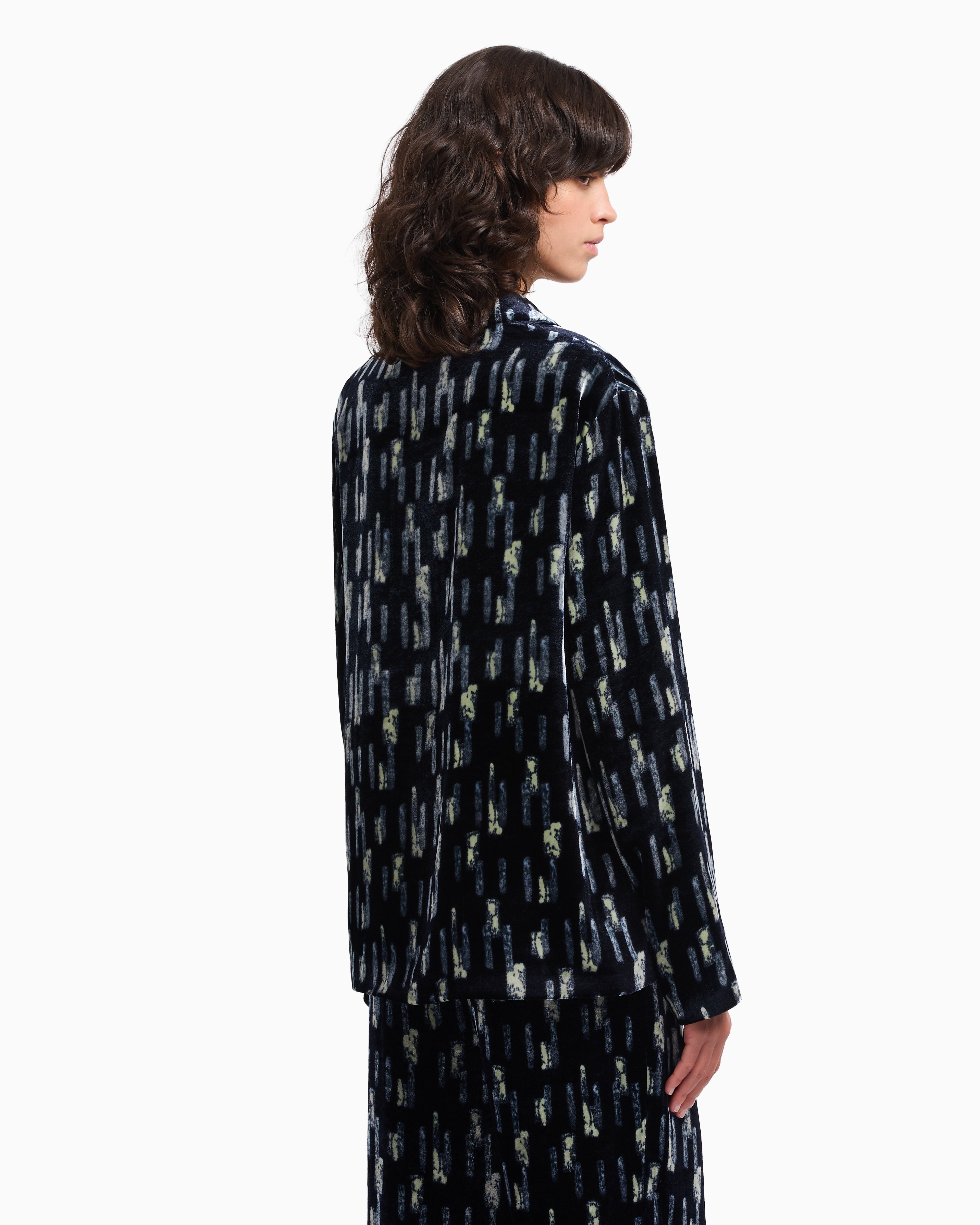Emporio Armani Printed velvet single-breasted blazer