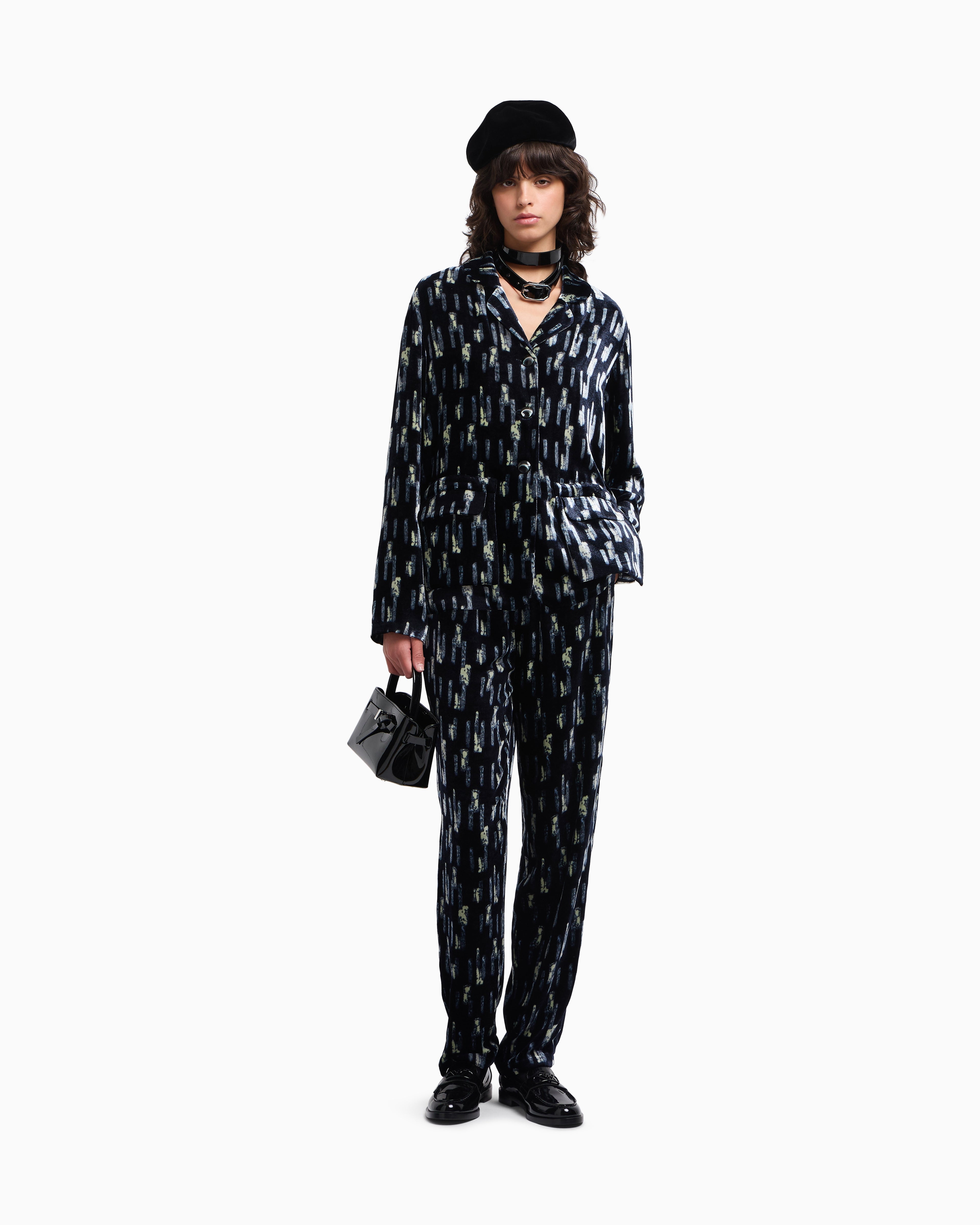 Emporio Armani Printed velvet trousers