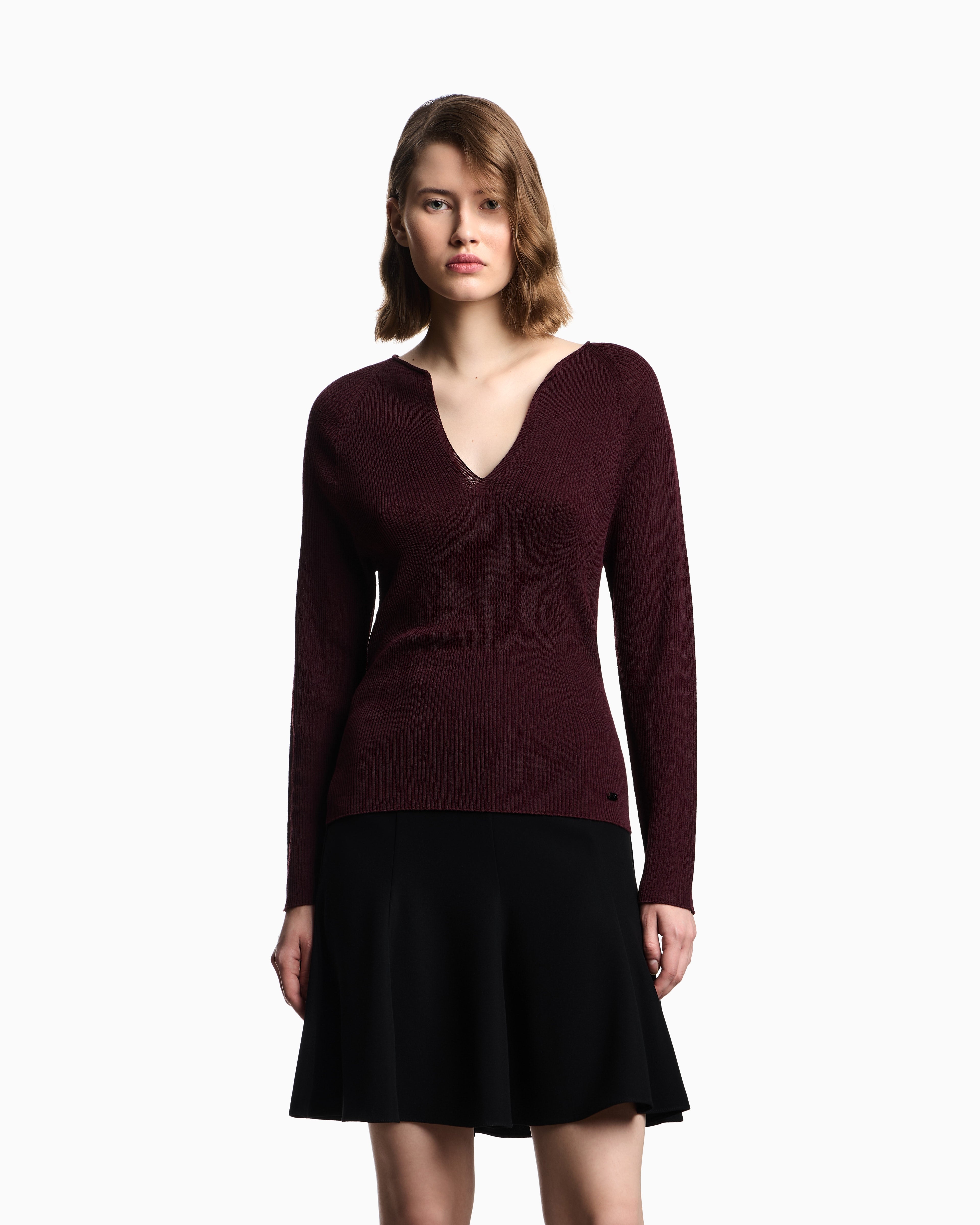 Emporio Armani Polygon capsule collection virgin wool blend V-neck jumper