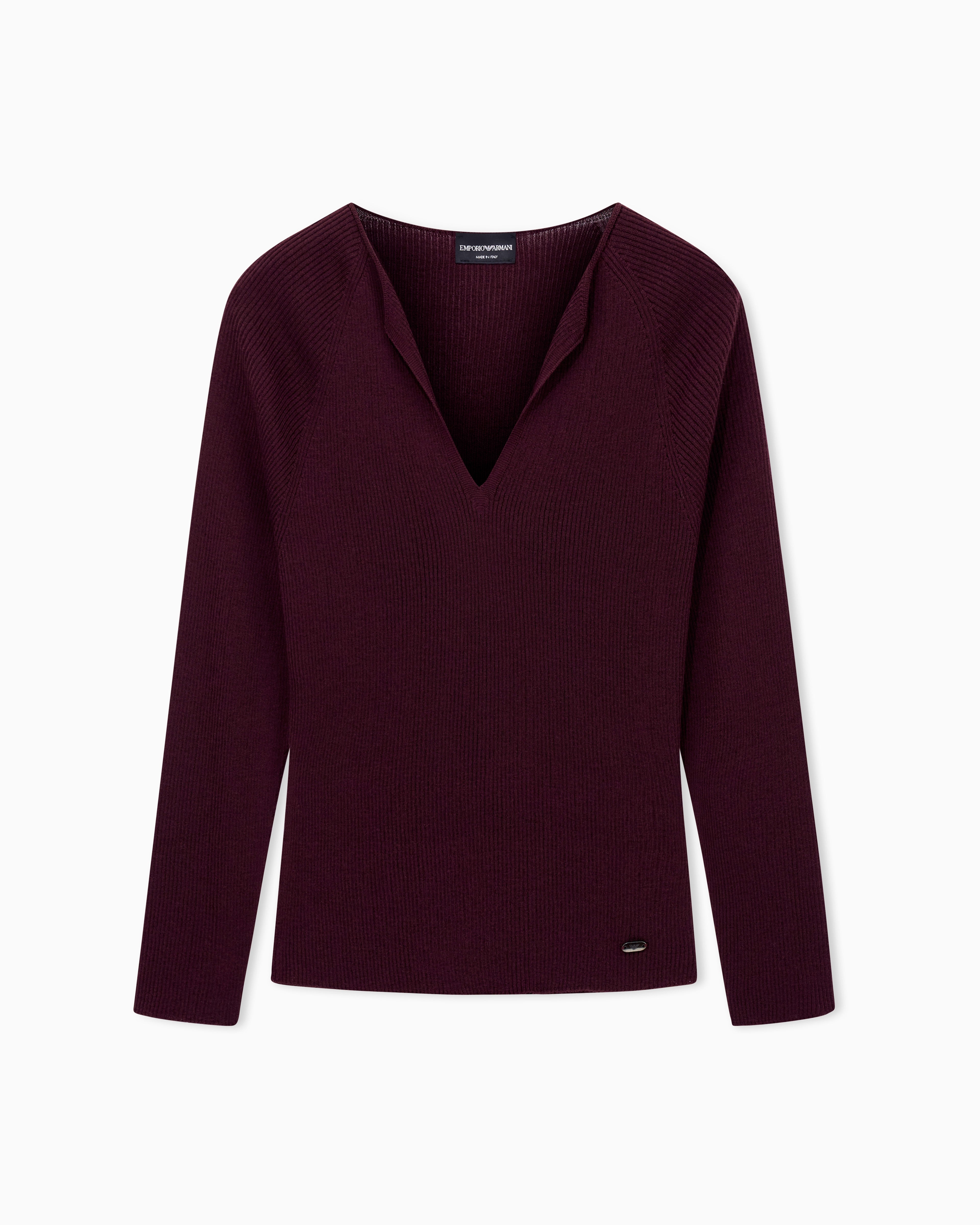 Emporio Armani Polygon capsule collection virgin wool blend V-neck jumper