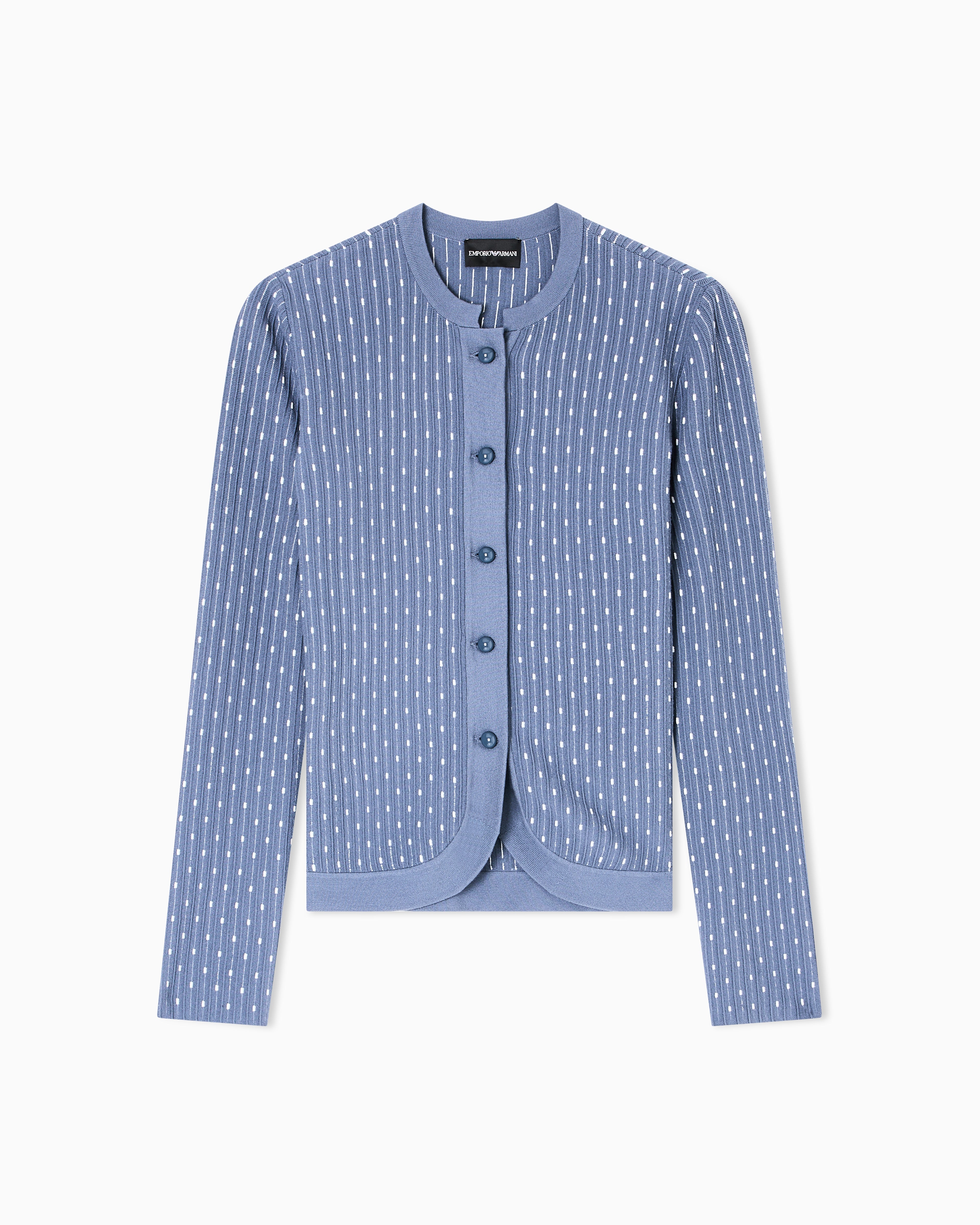 Emporio Armani Polka-dot viscose-jacquard plain-knit cardigan