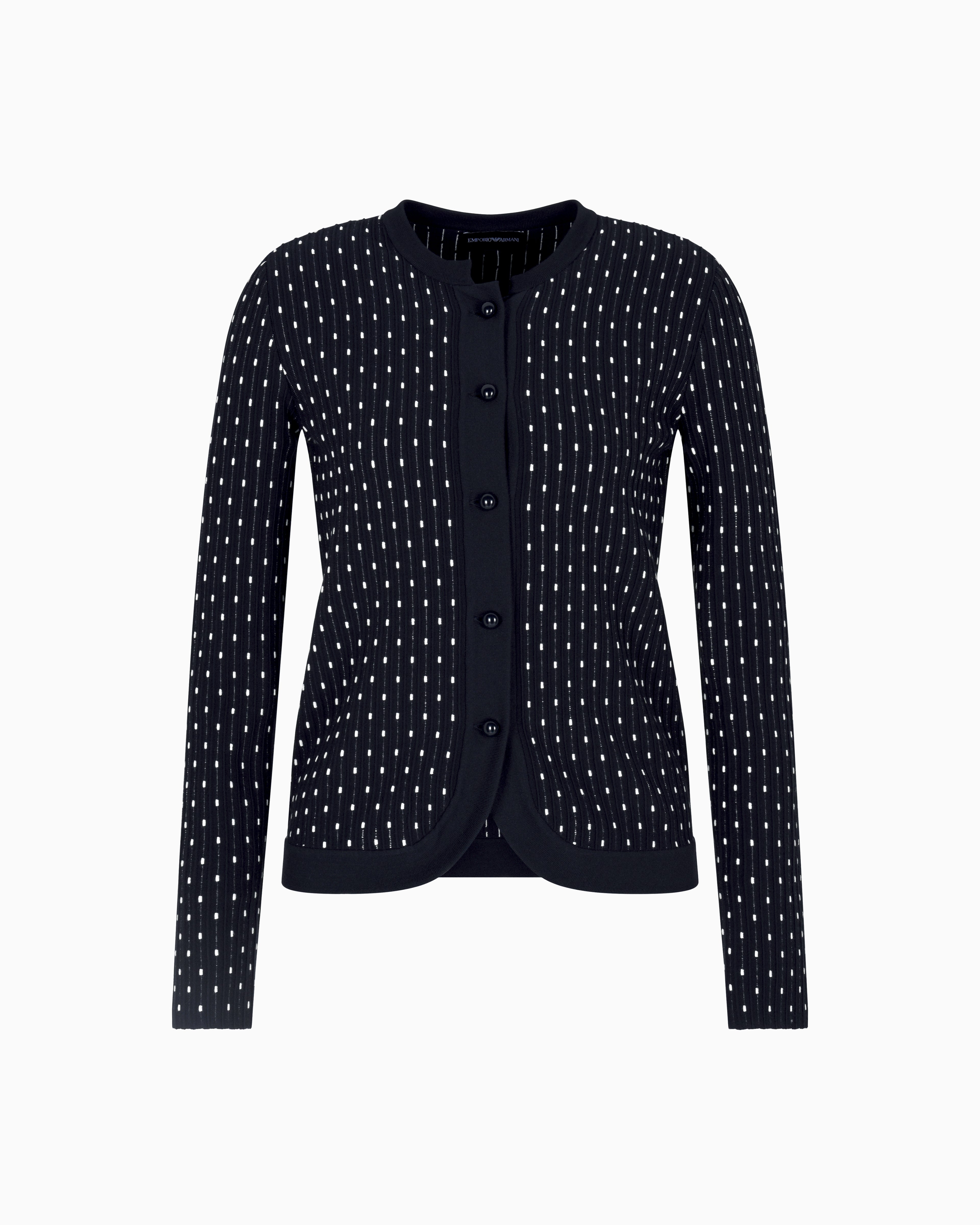 Emporio Armani Polka-dot viscose-jacquard plain-knit cardigan
