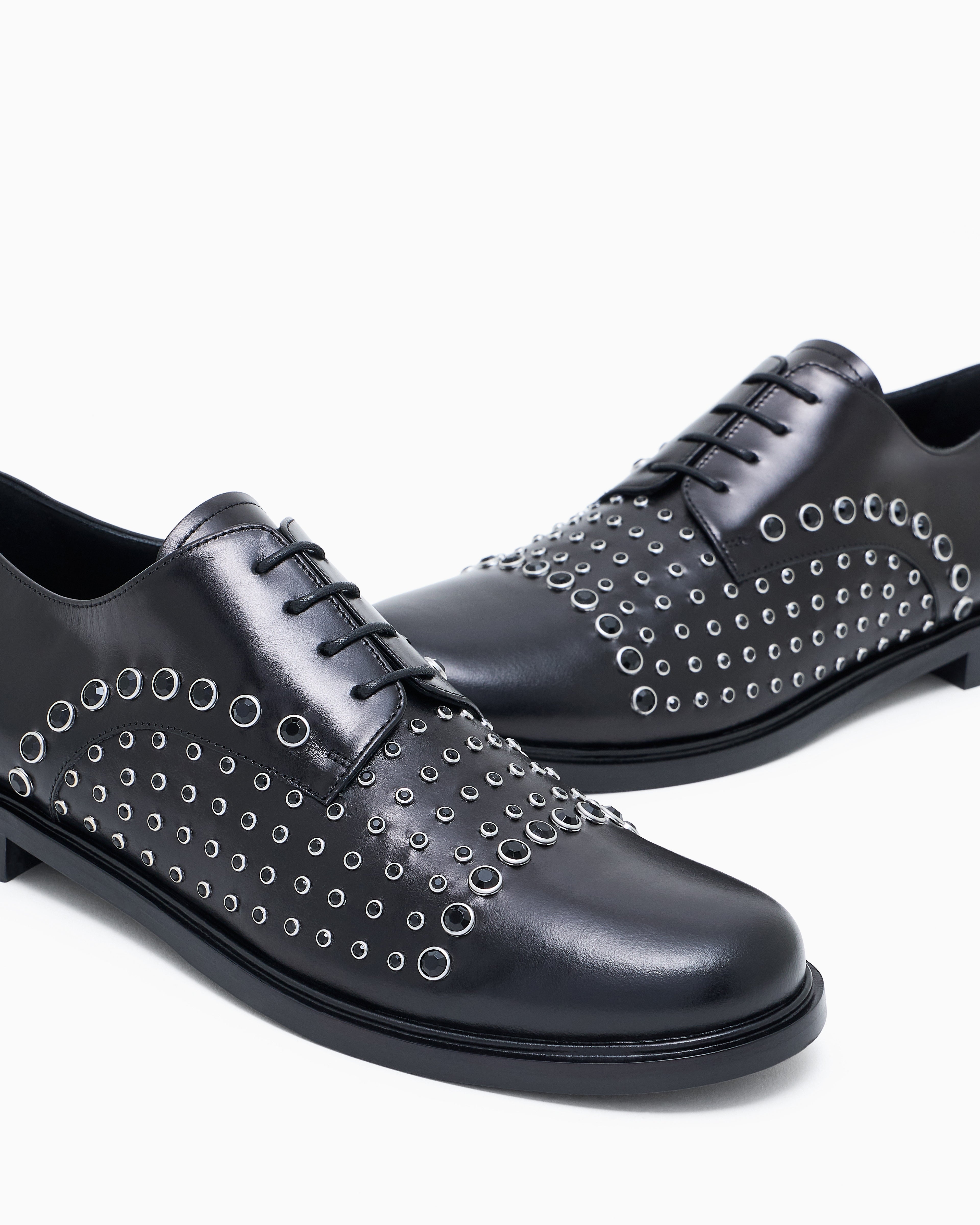 Emporio Armani Leather Brogues With Studs Black