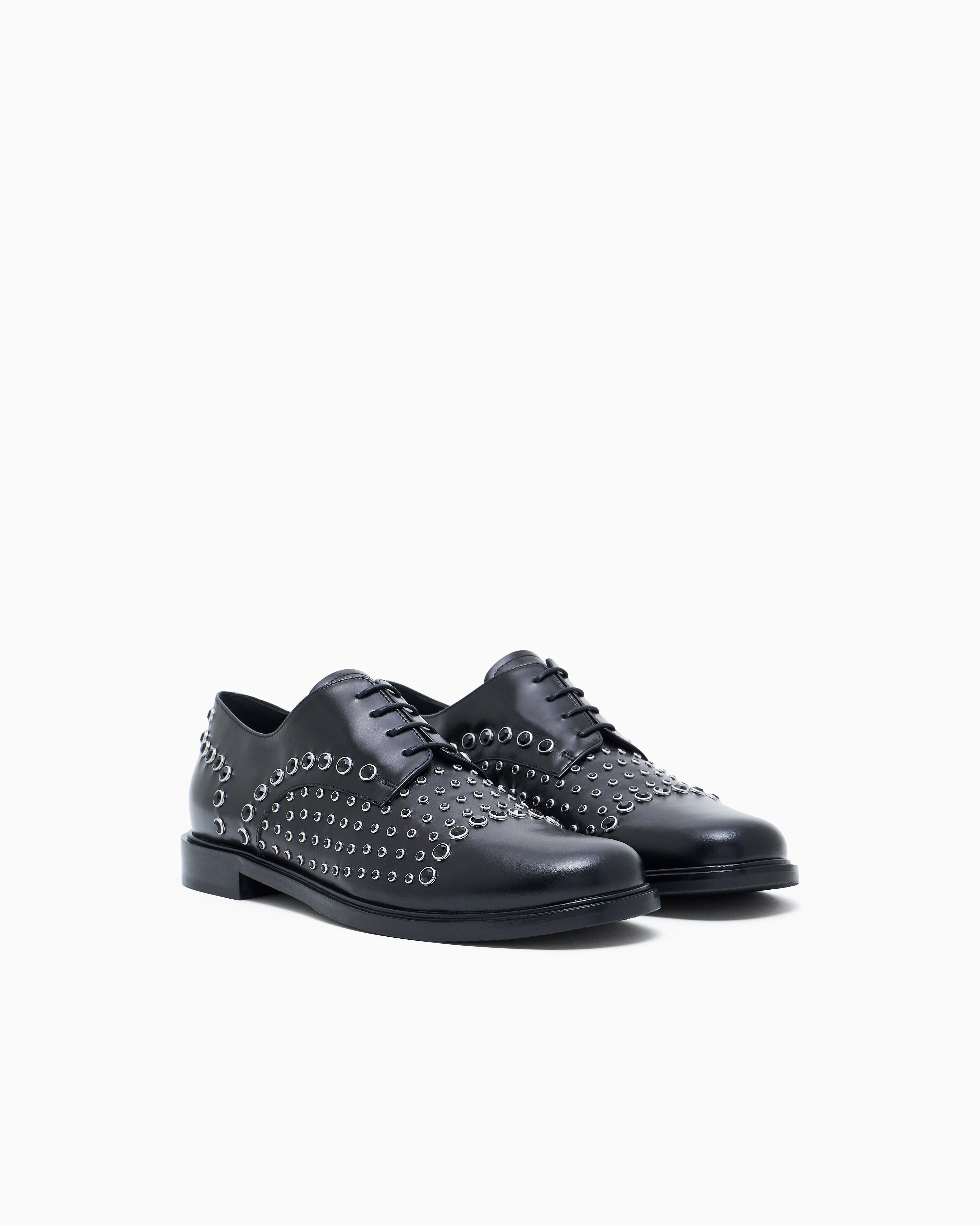Emporio Armani Leather Brogues With Studs Black