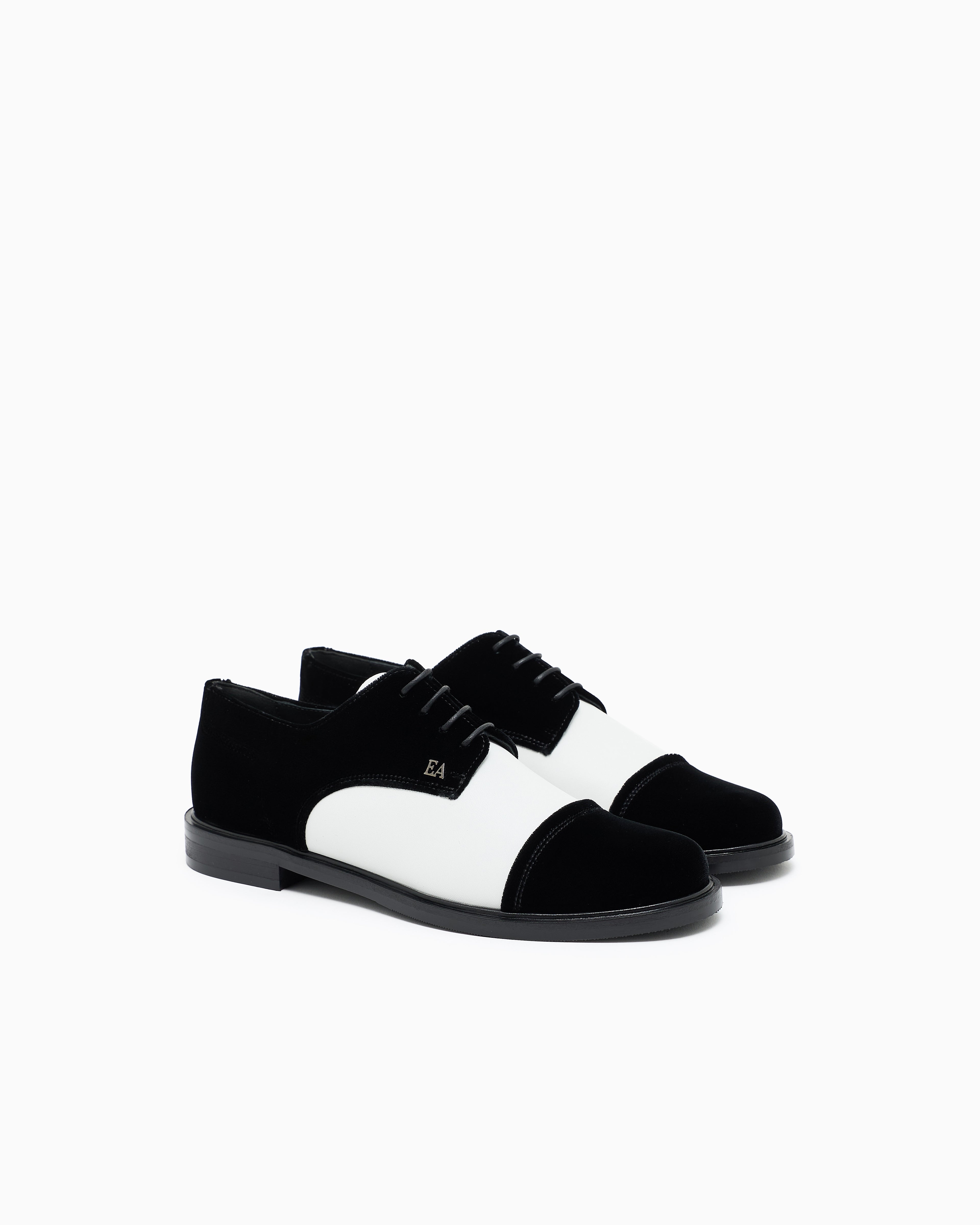 Emporio Armani Velvet Brogues With Nappa-Leather Details Black