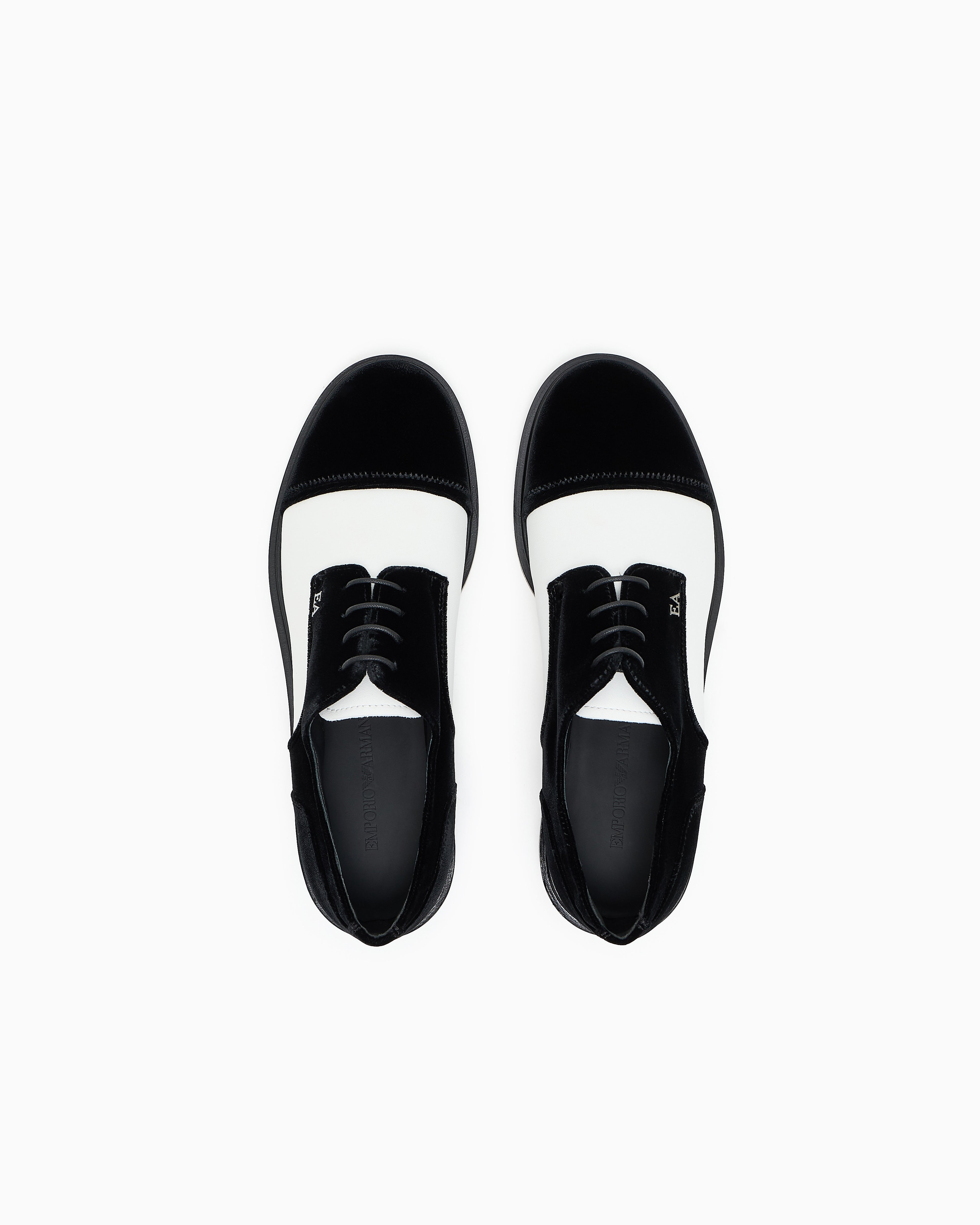 Emporio Armani Velvet Brogues With Nappa-Leather Details Black