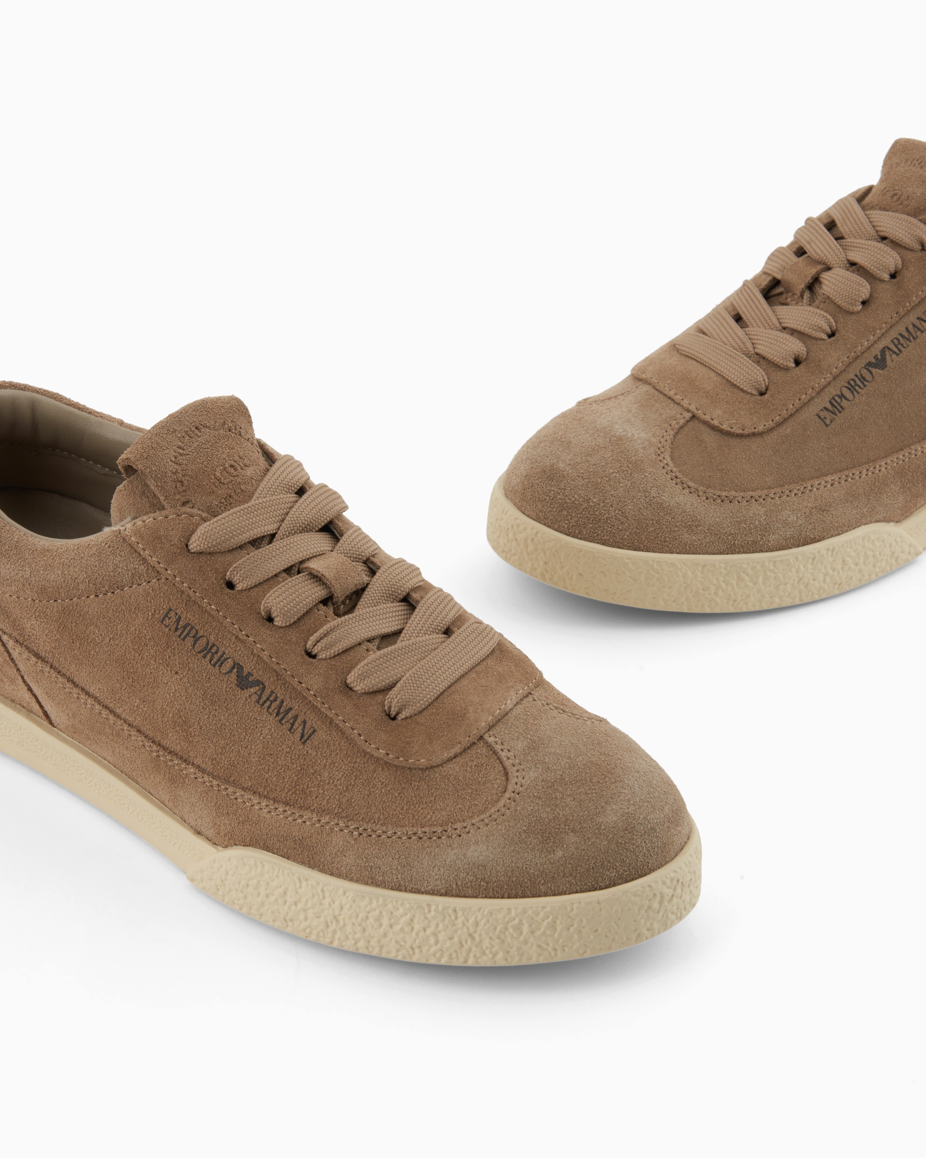 Emporio Armani Leather And Suede Sneakers Camel