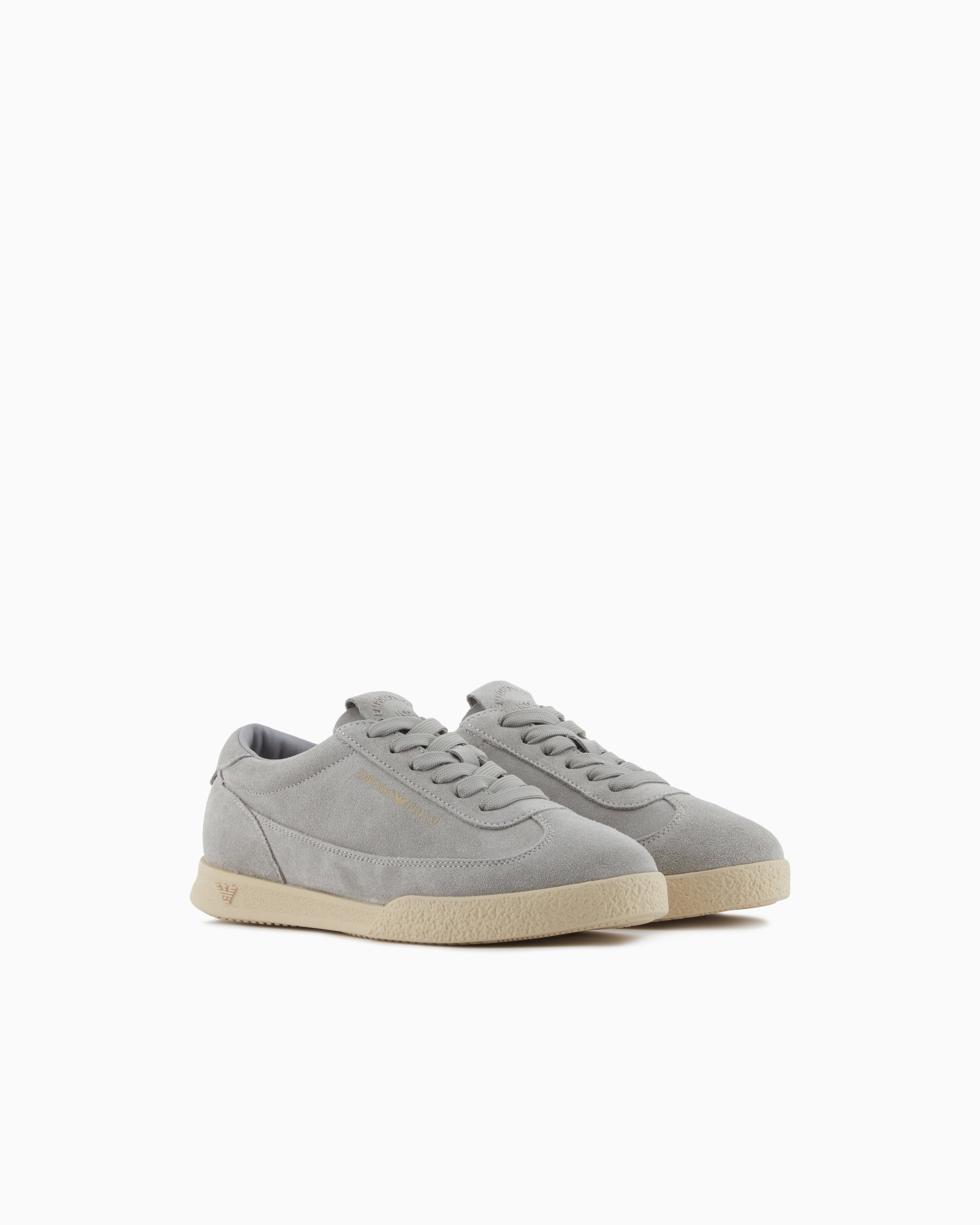 Emporio Armani Leather And Suede Sneakers White