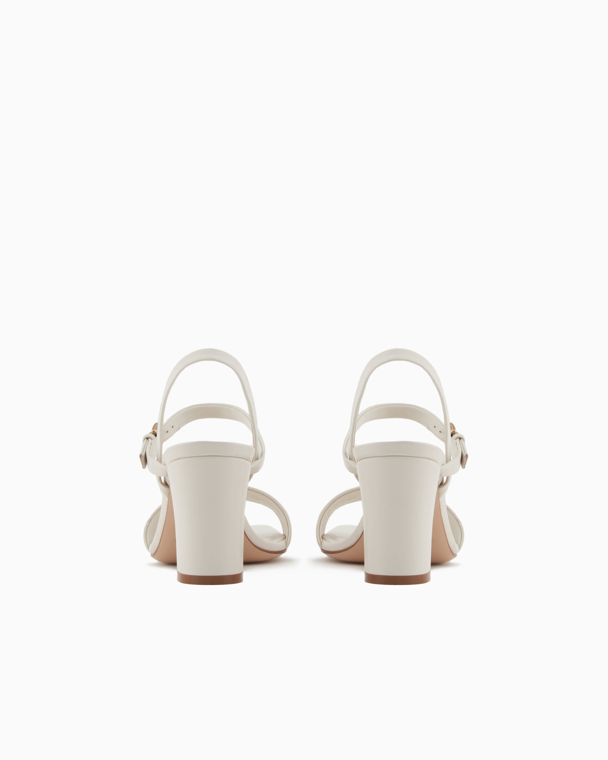 Emporio Armani Nappa-Leather Heeled Sandals With Eagle Plate White