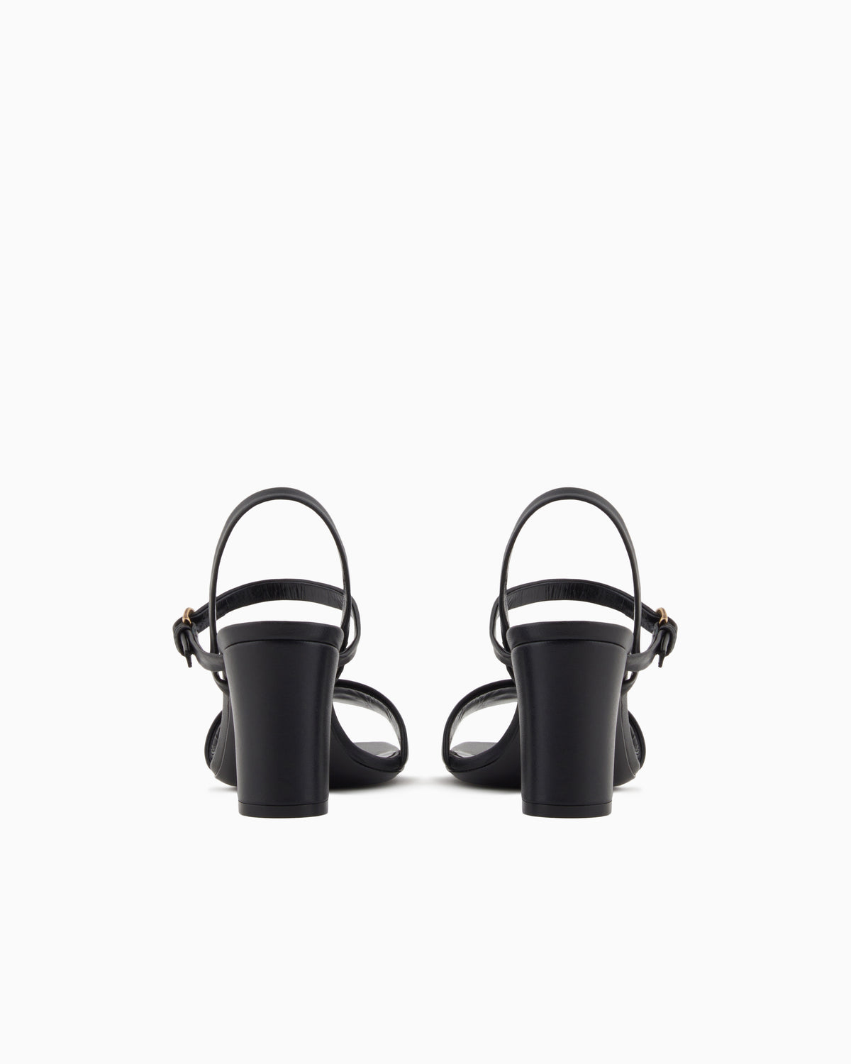 Emporio Armani Nappa-Leather Heeled Sandals With Eagle Plate Black