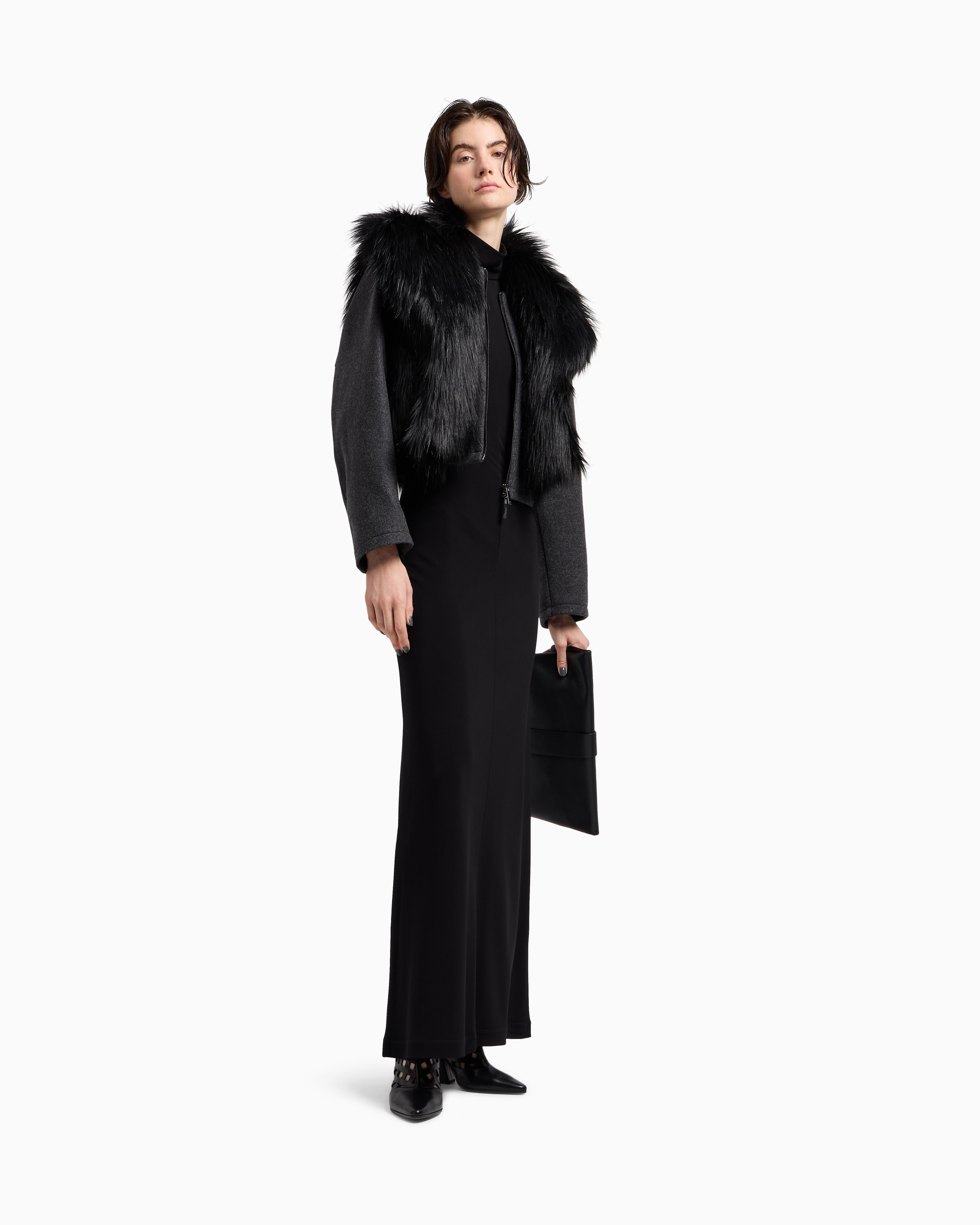 Emporio Armani ASV Polygon capsule collection viscose crêpe interlock long dress