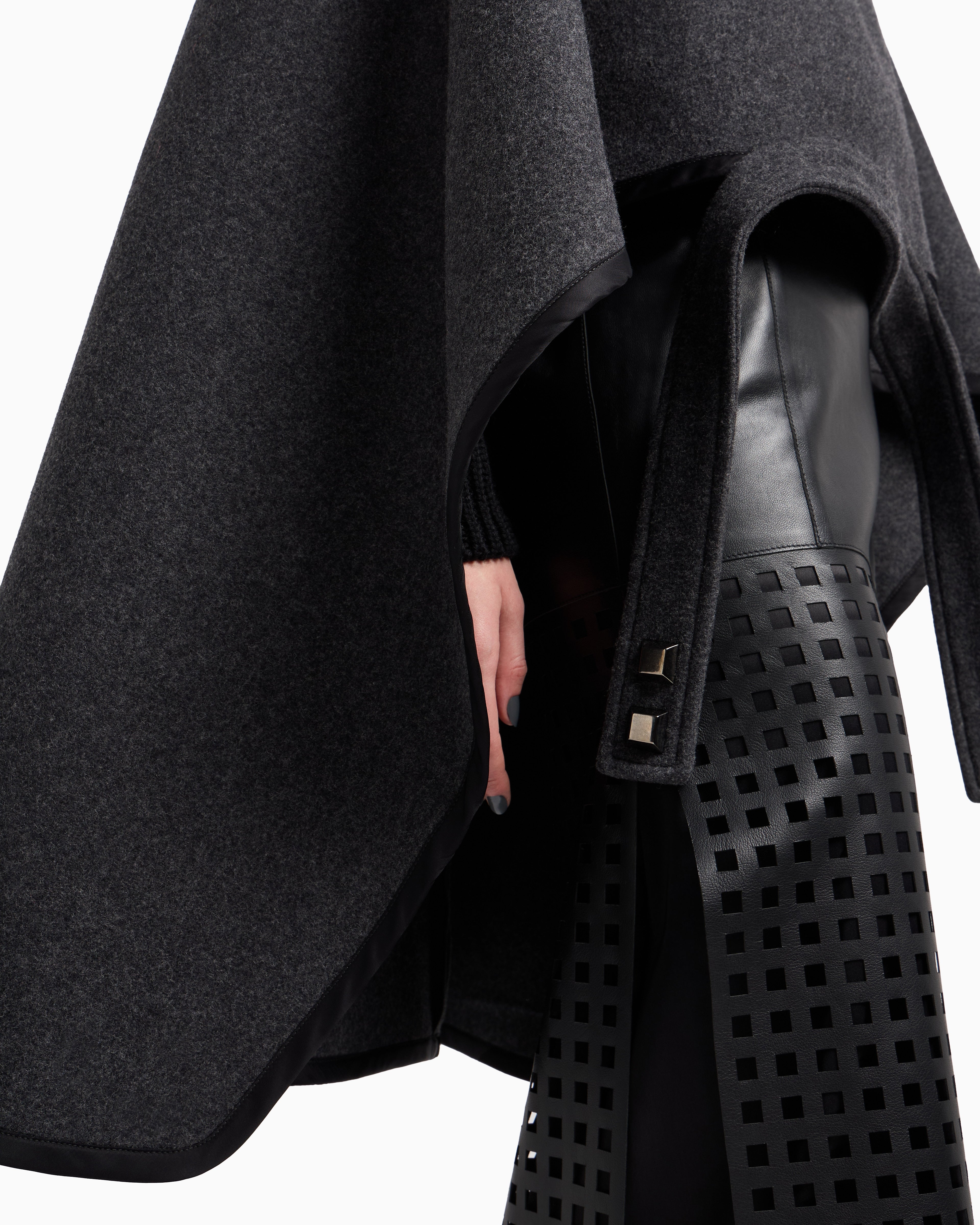 Emporio Armani Polygon capsule collection wool cloth cape