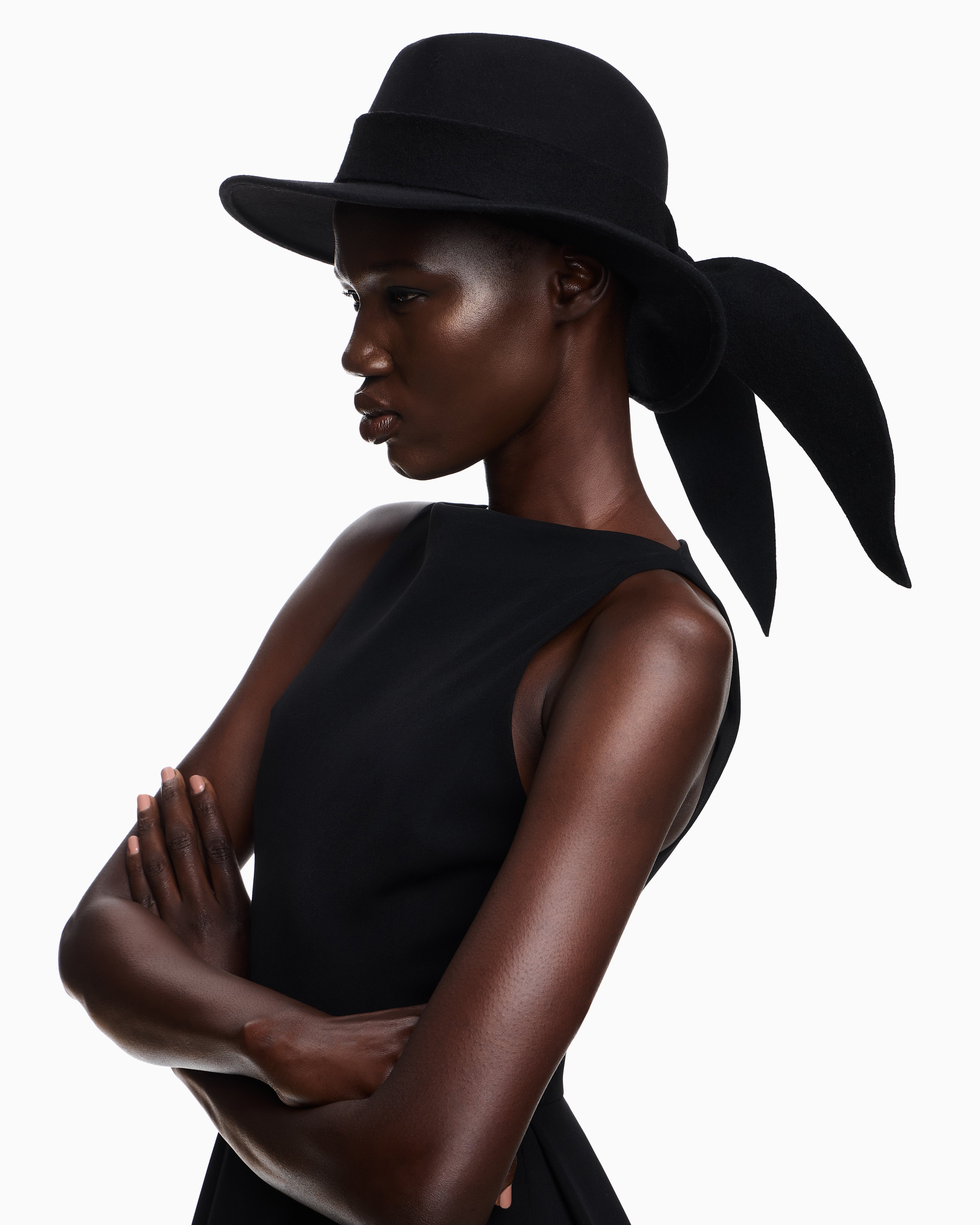 Emporio Armani Technical cady sleeveless dress with pleats