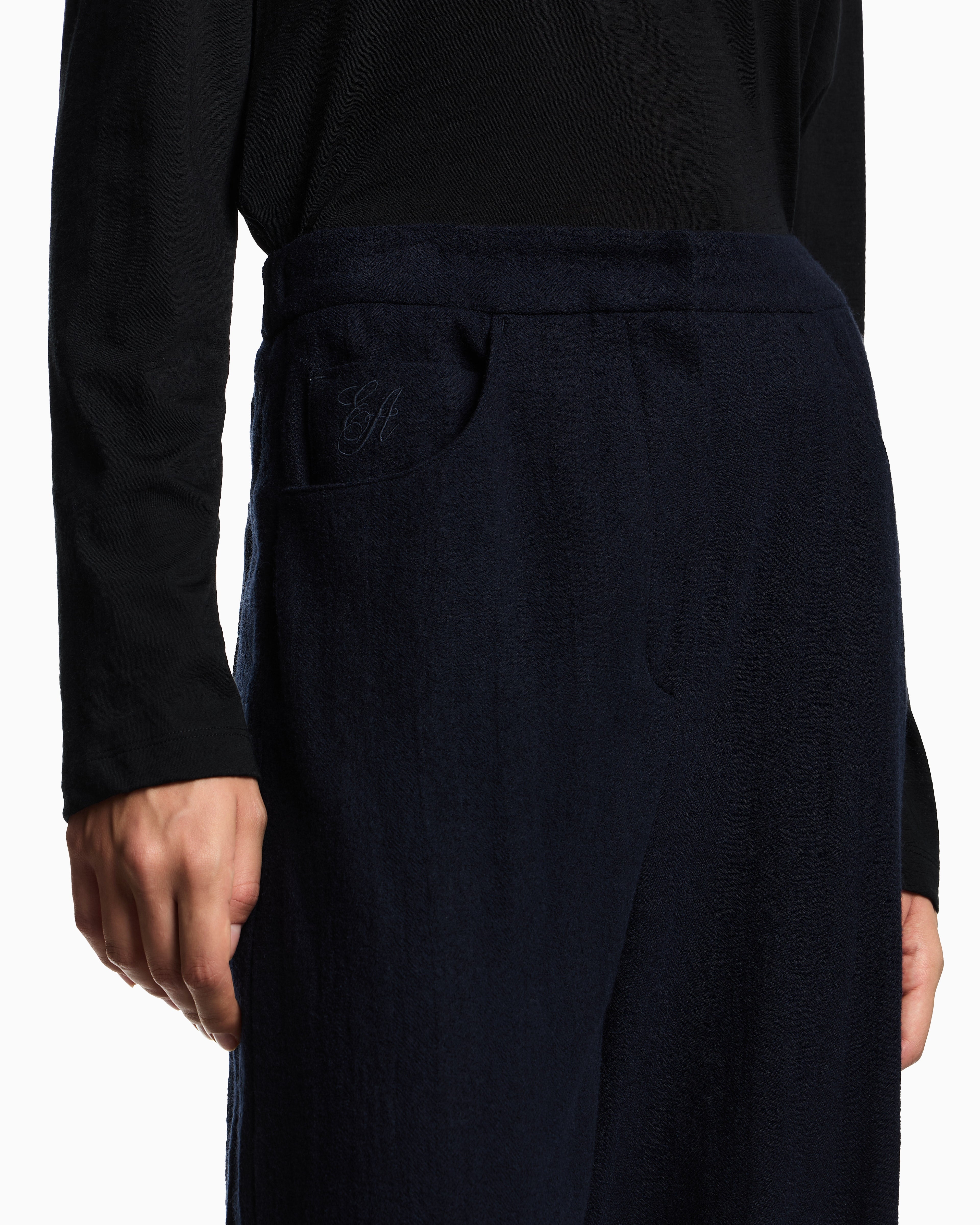 Emporio Armani Washed wool oval-leg trousers