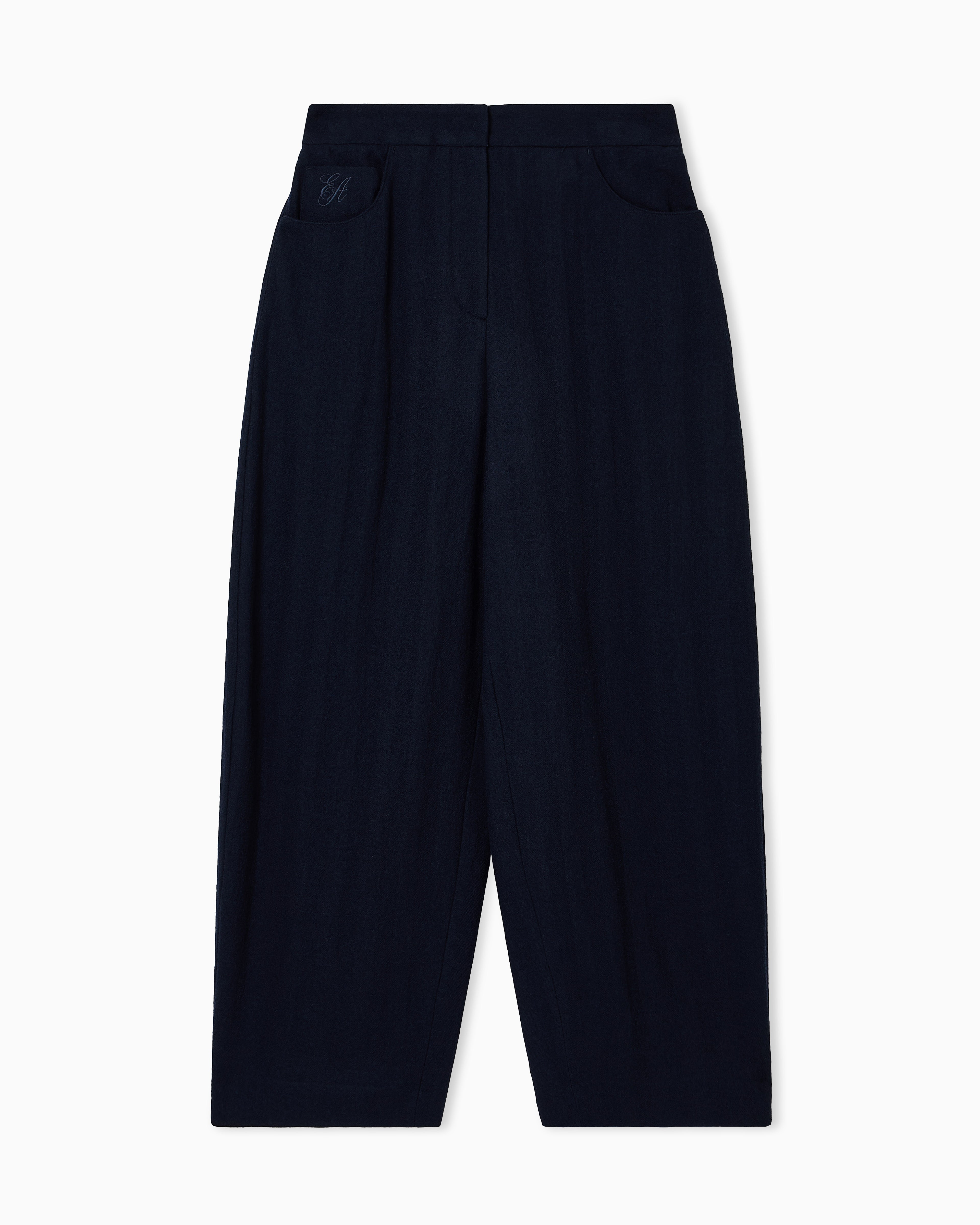 Emporio Armani Washed wool oval-leg trousers