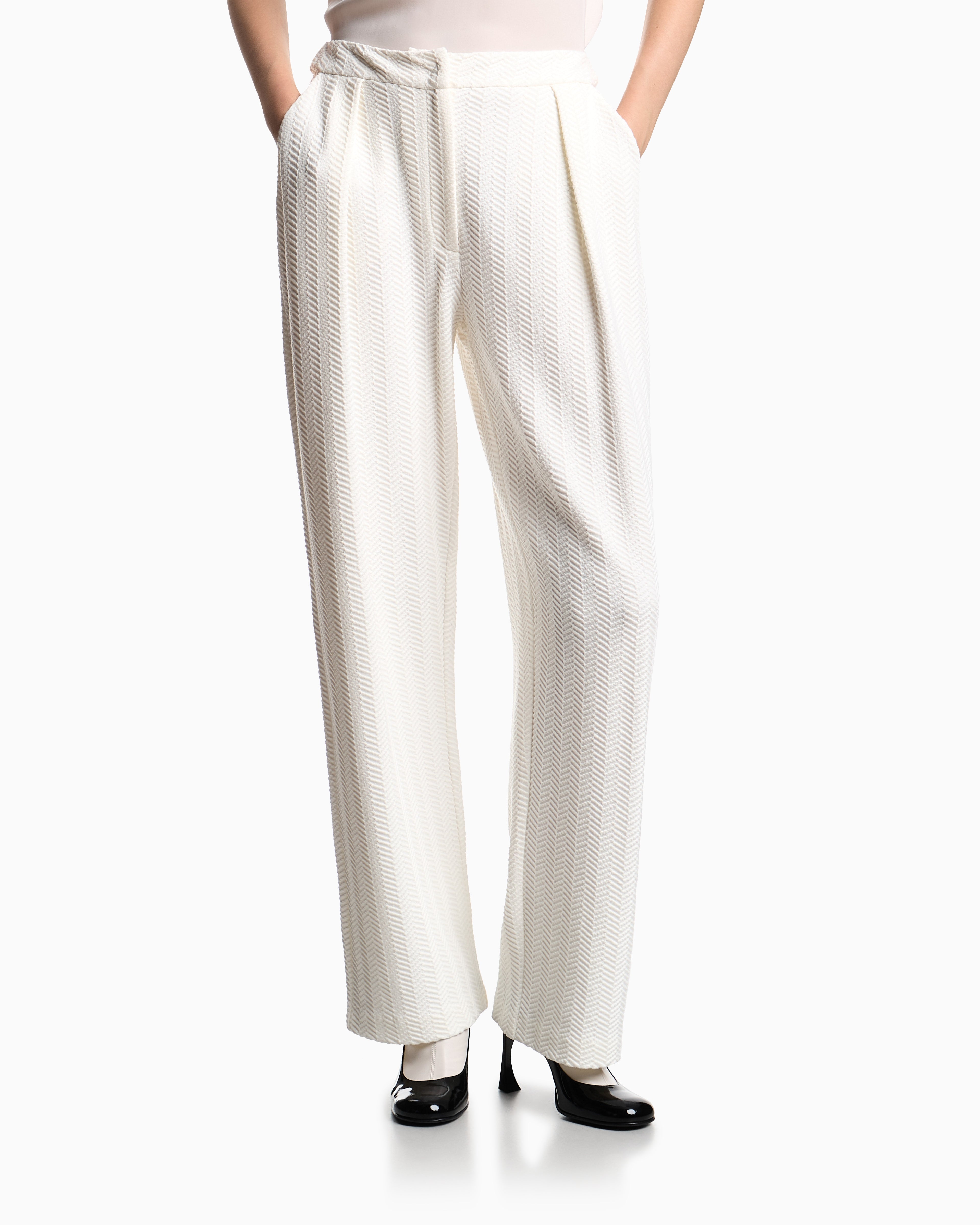 Emporio Armani ASV chevron motif jersey trousers with pleats