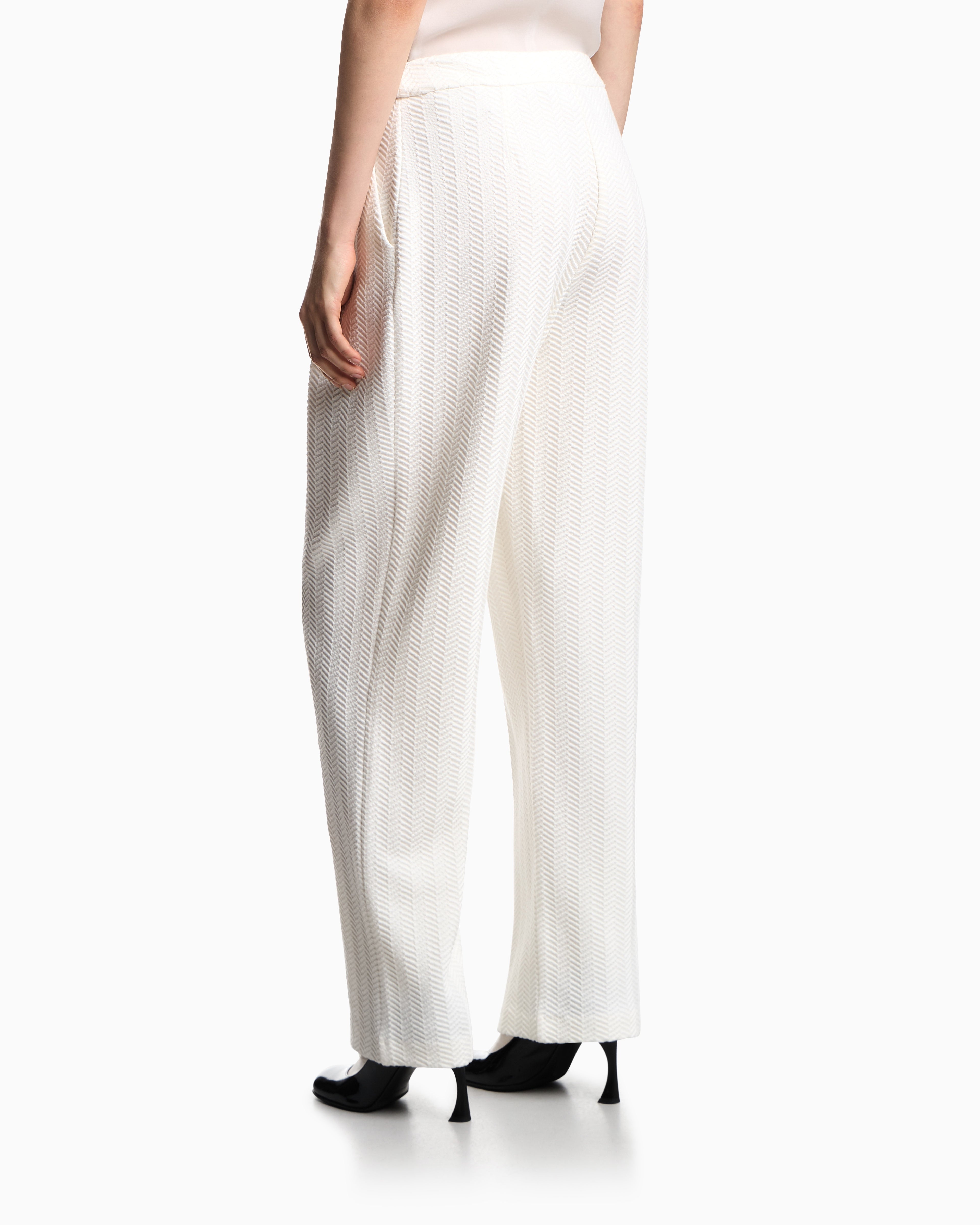 Emporio Armani ASV chevron motif jersey trousers with pleats
