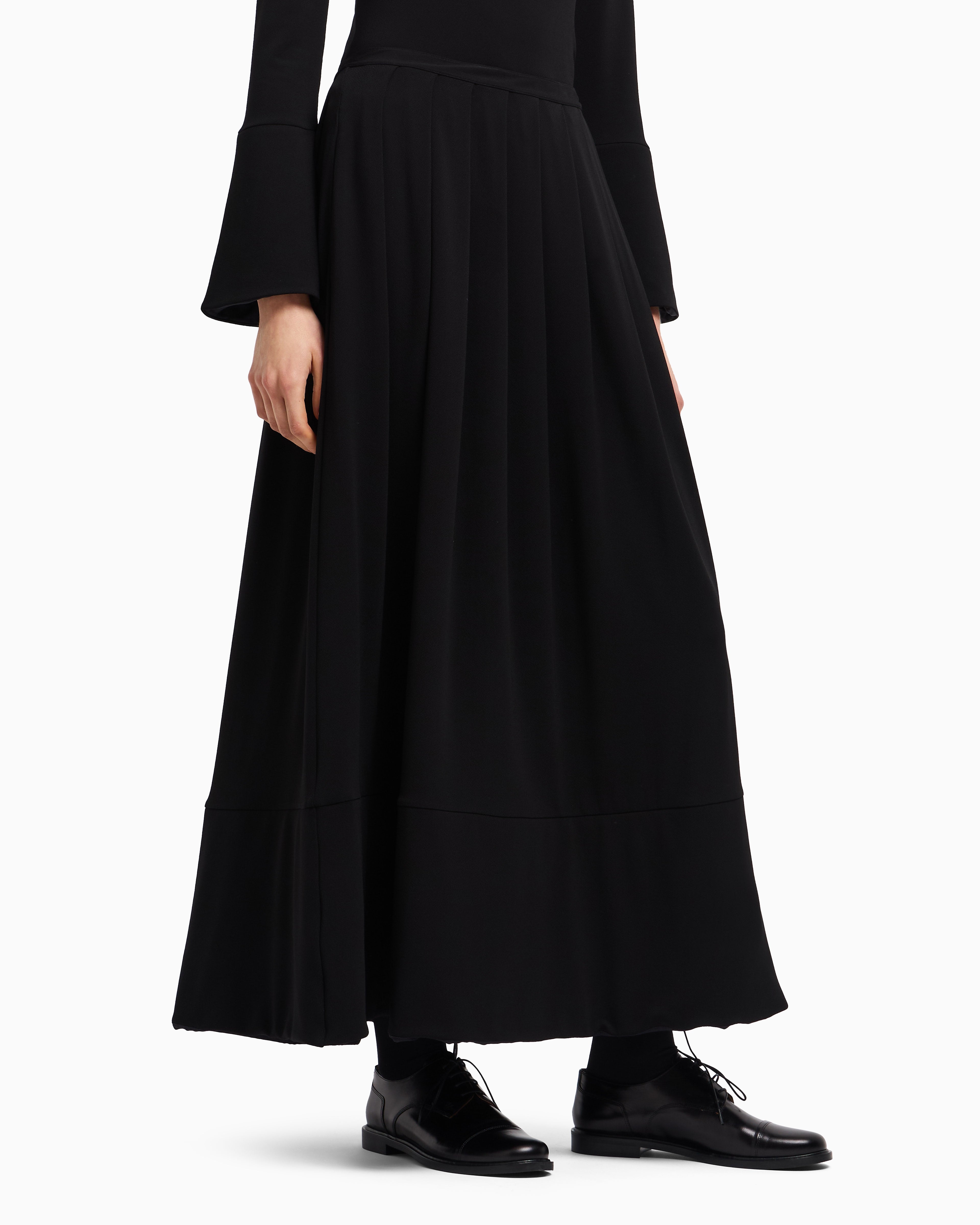 Emporio Armani Crêpe jersey long skirt with darts