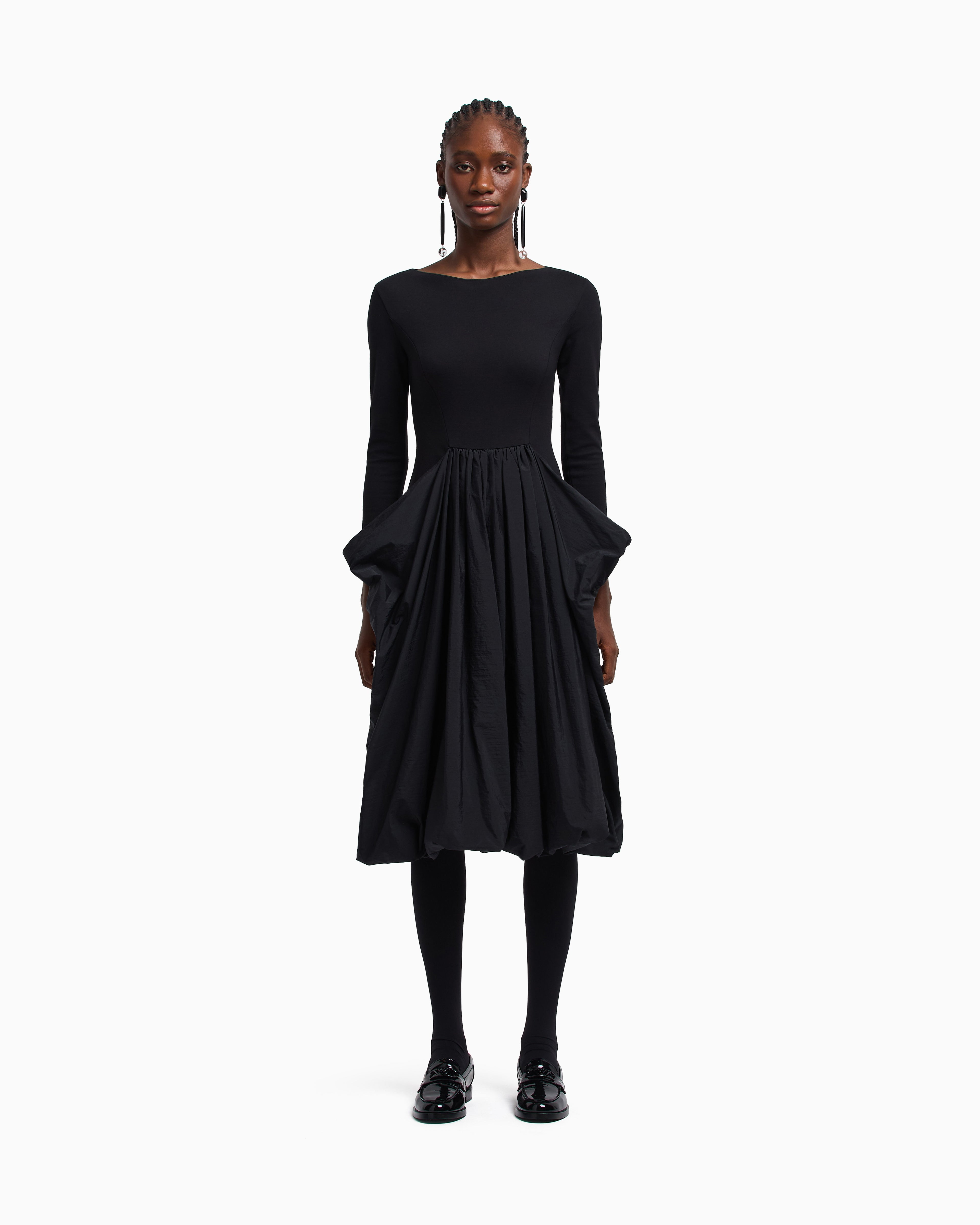 Emporio Armani Stretch Milano-stitch dress with taffeta skirt