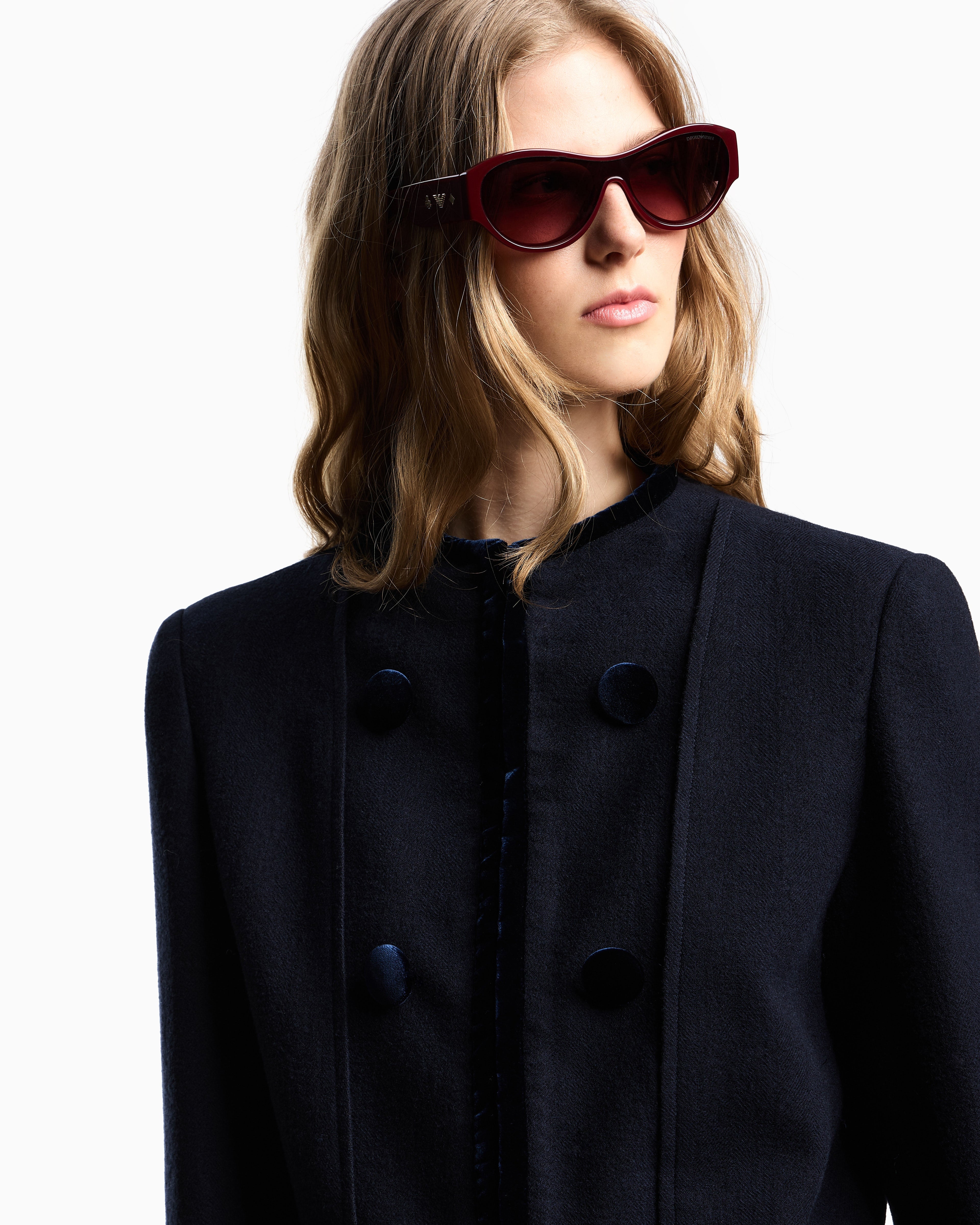 Emporio Armani Washed wool jacket with velvet trim