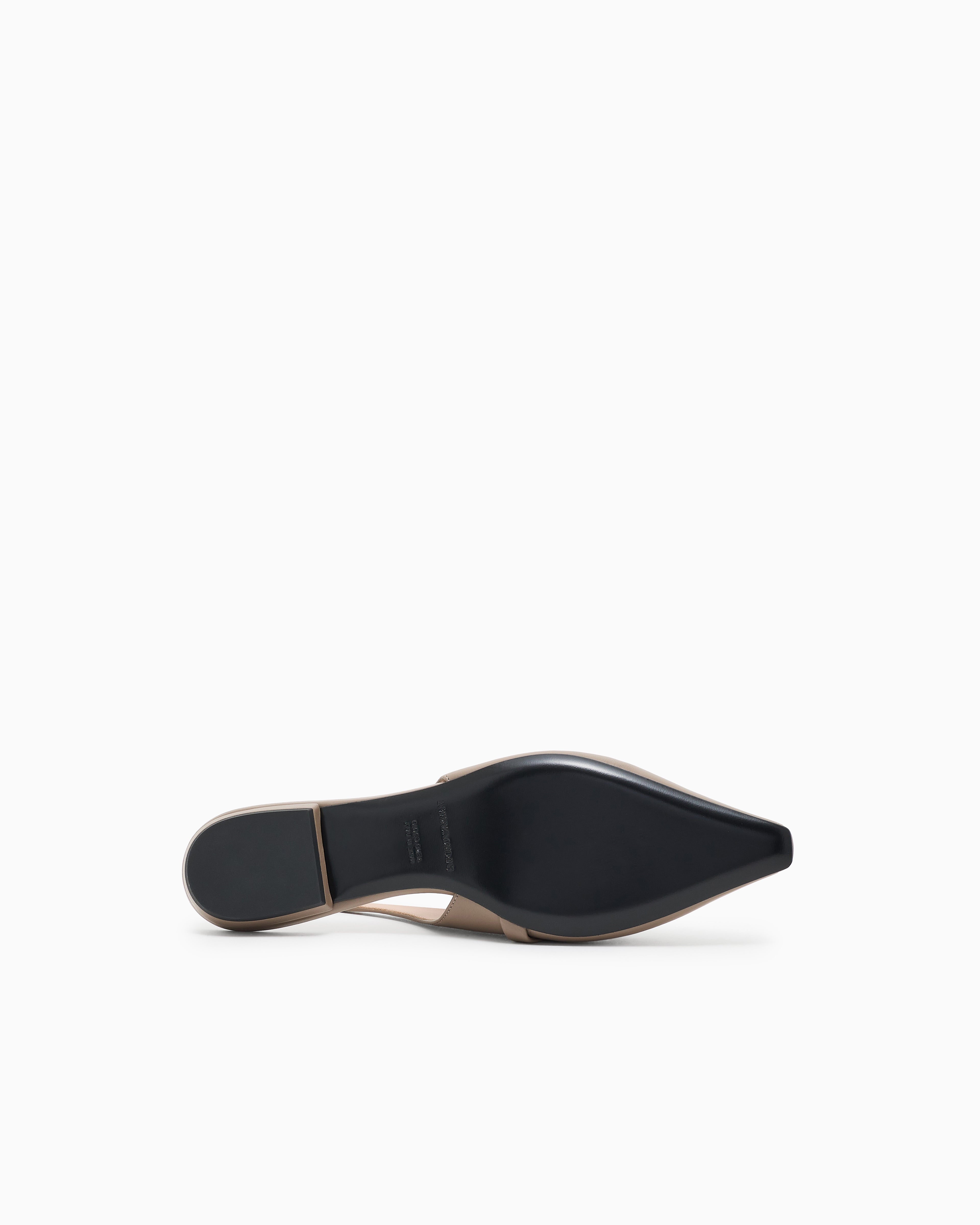 Emporio Armani Nappa-Leather Slingback Ballerinas With Eagle Plate Brown