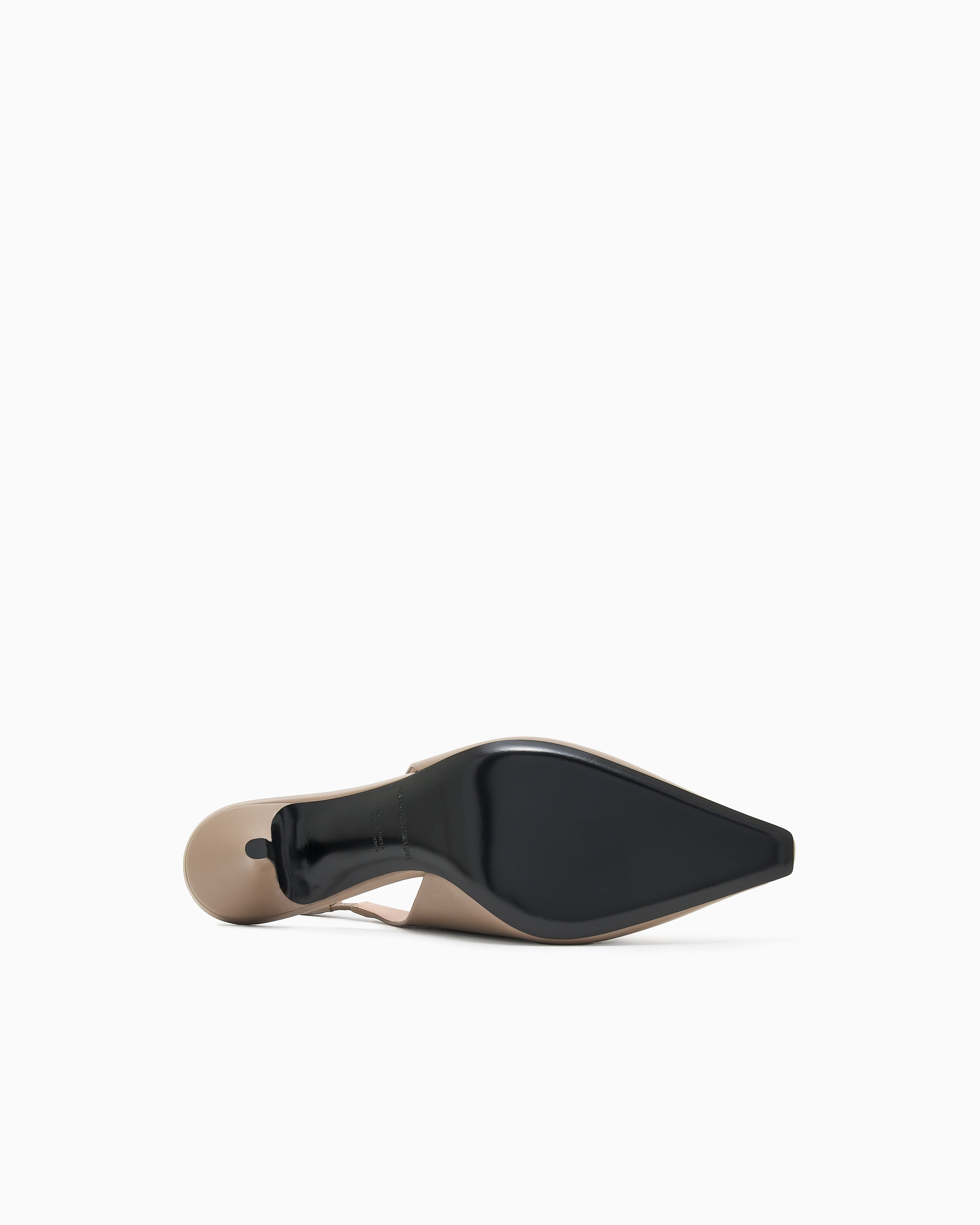 Emporio Armani Nappa-Leather Slingback Court Shoes With Eagle Plate Brown