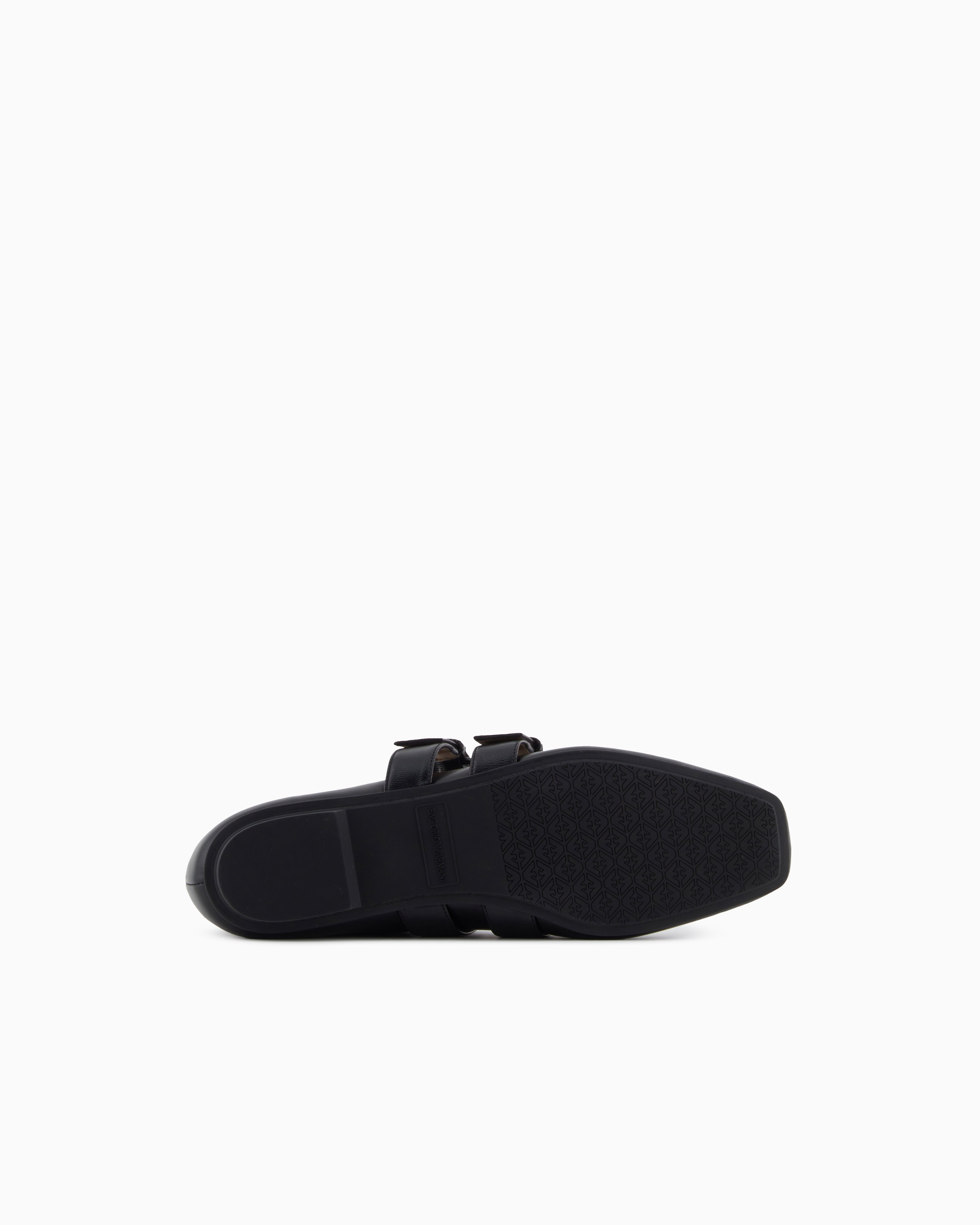Emporio Armani Nappa-Leather Square-Toed Ballerinas With Double Strap Black