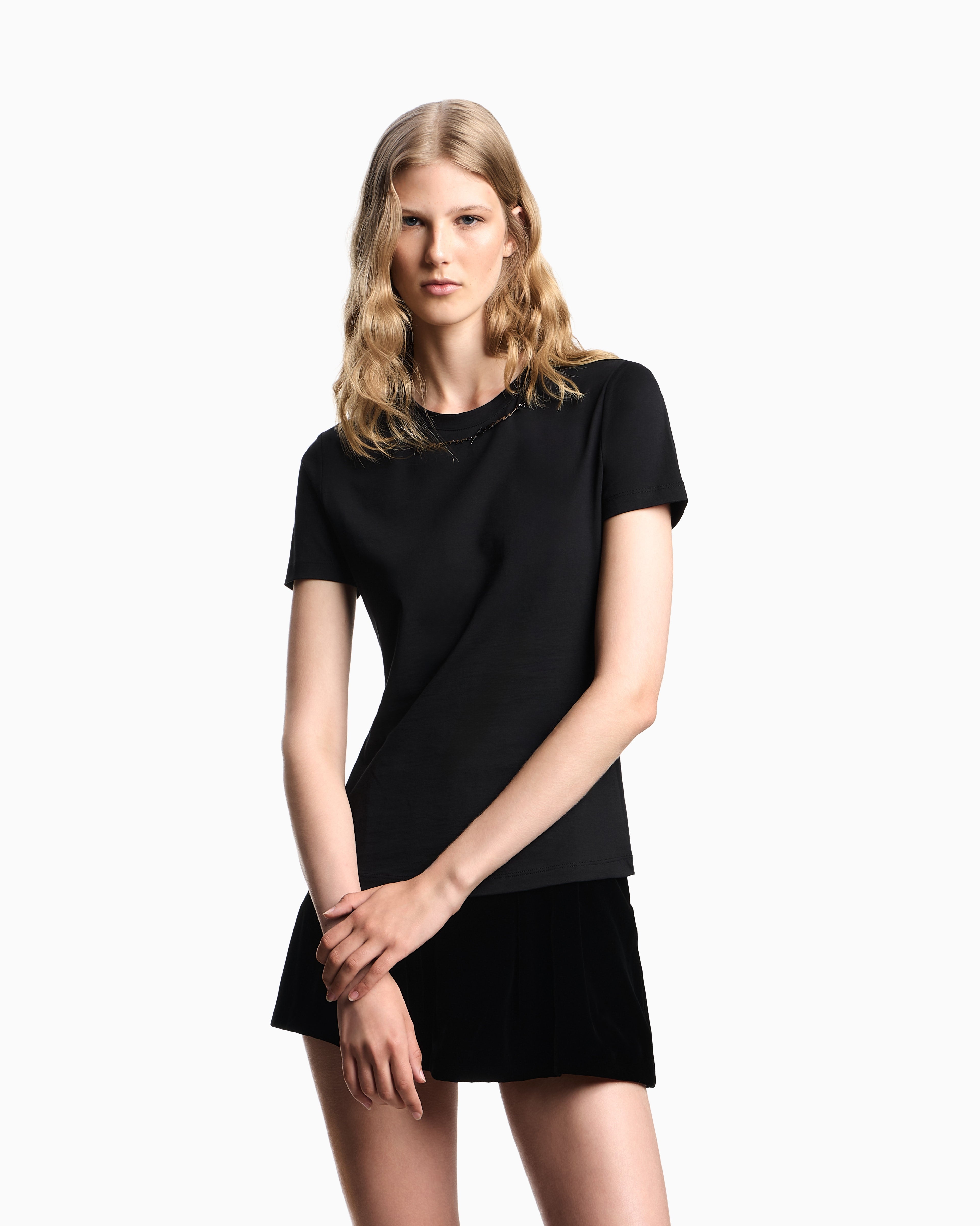 Emporio Armani Lightweight jersey T-shirt with jewel logo detail