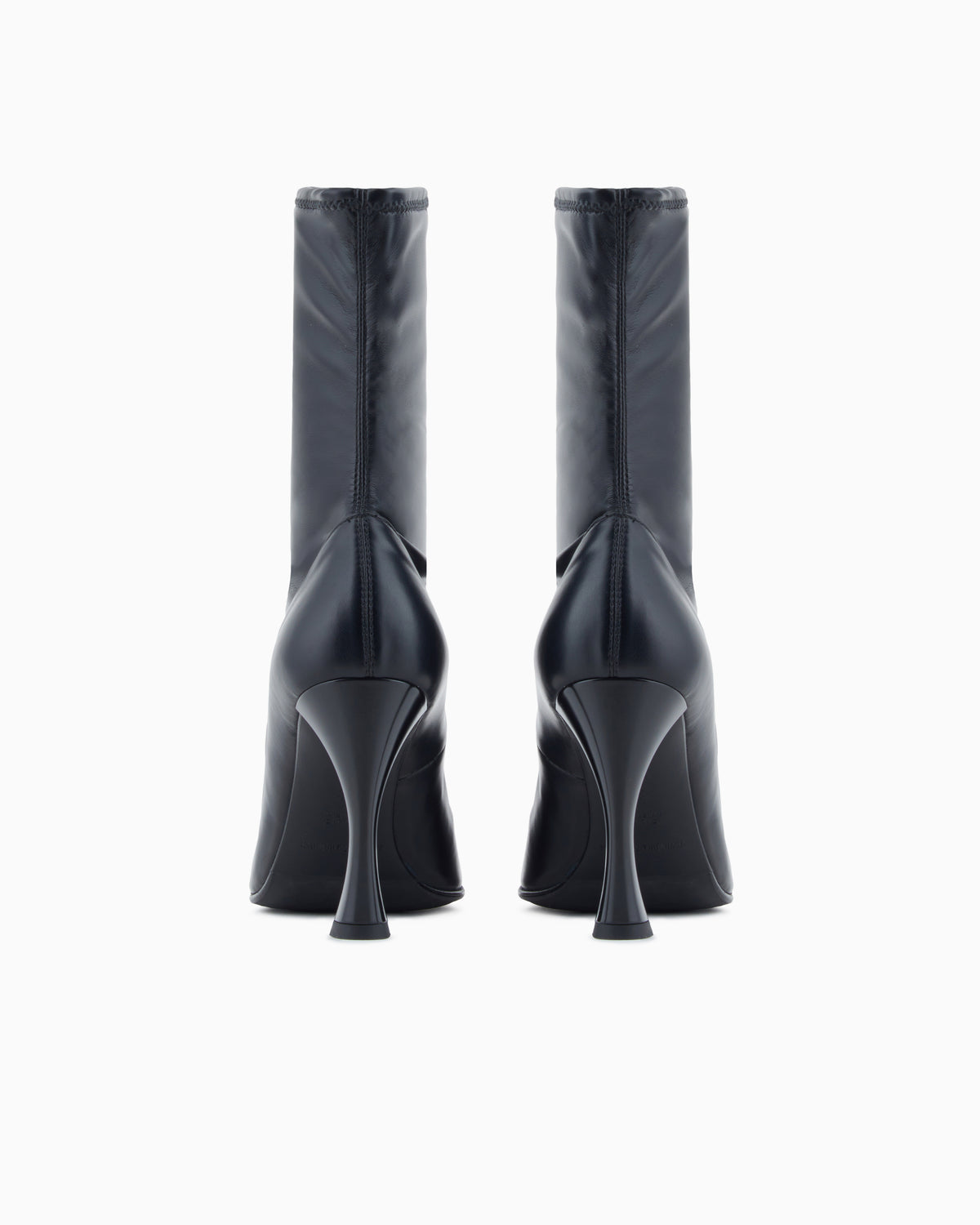 Emporio Armani Stretch Ankle Boots With A Curved Heel Black