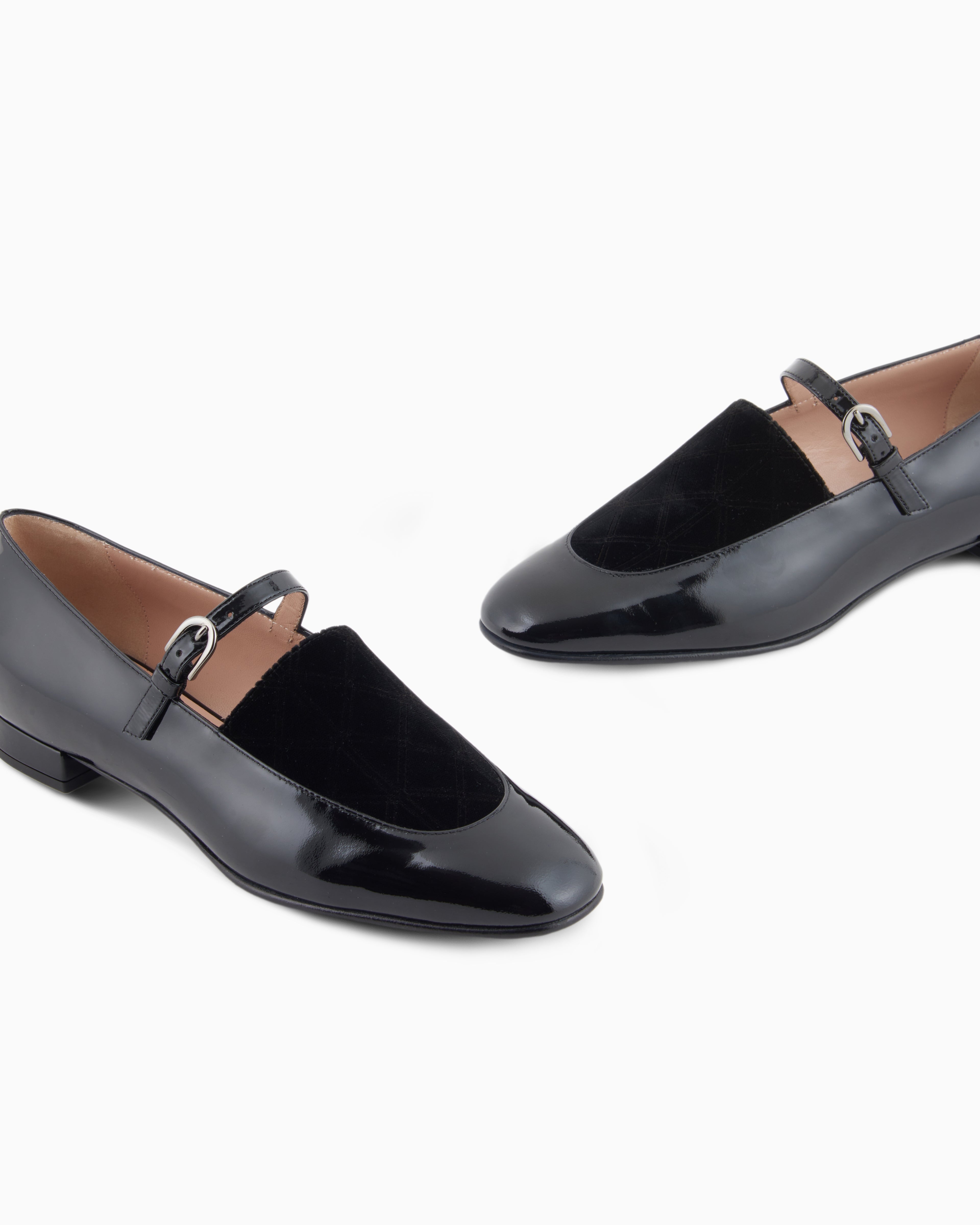 Emporio Armani Patent Leather Mary Jane Ballerinas Black