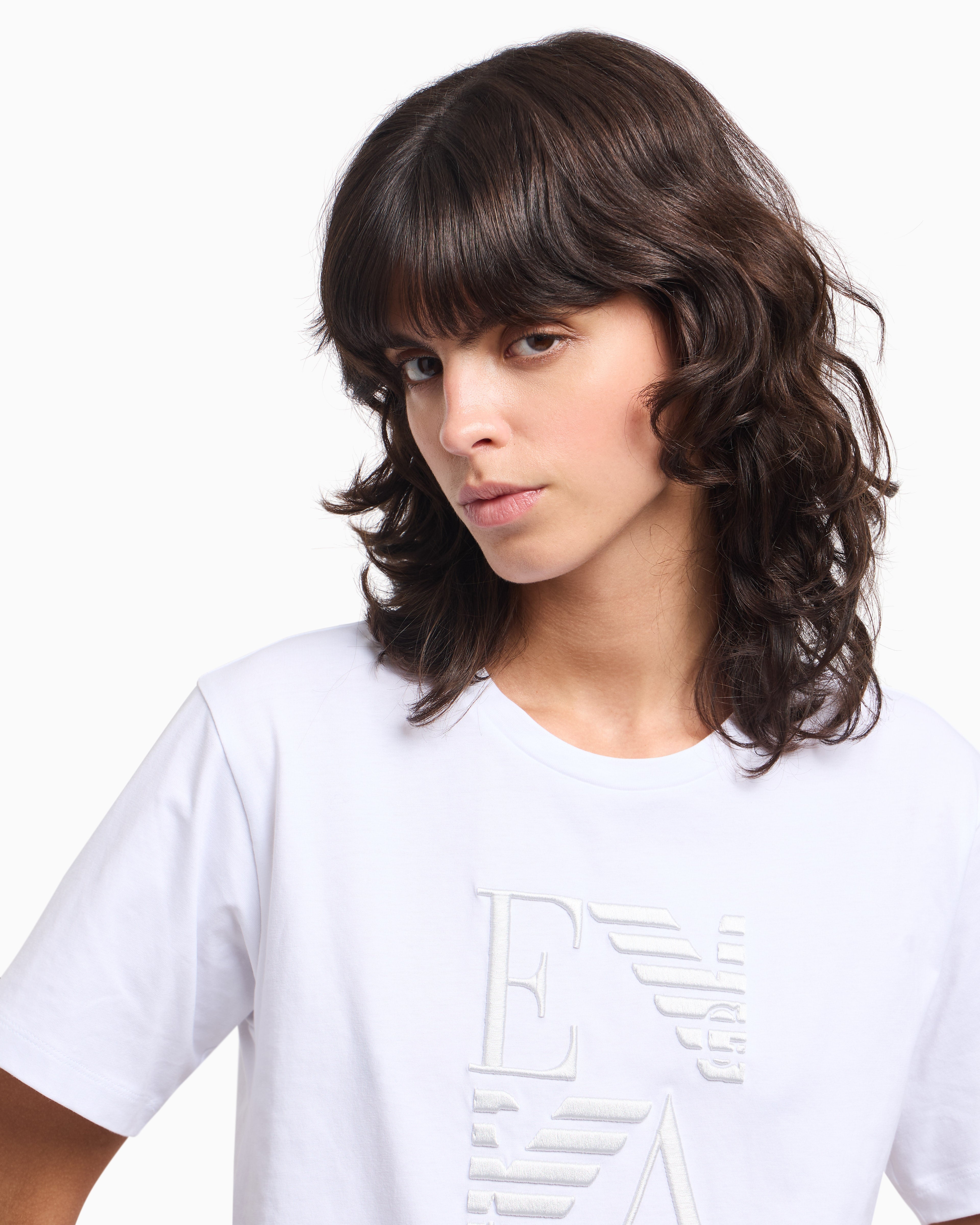 Emporio Armani ASV Winter Urbanism capsule collection organic-jersey T-shirt with logo embroidery