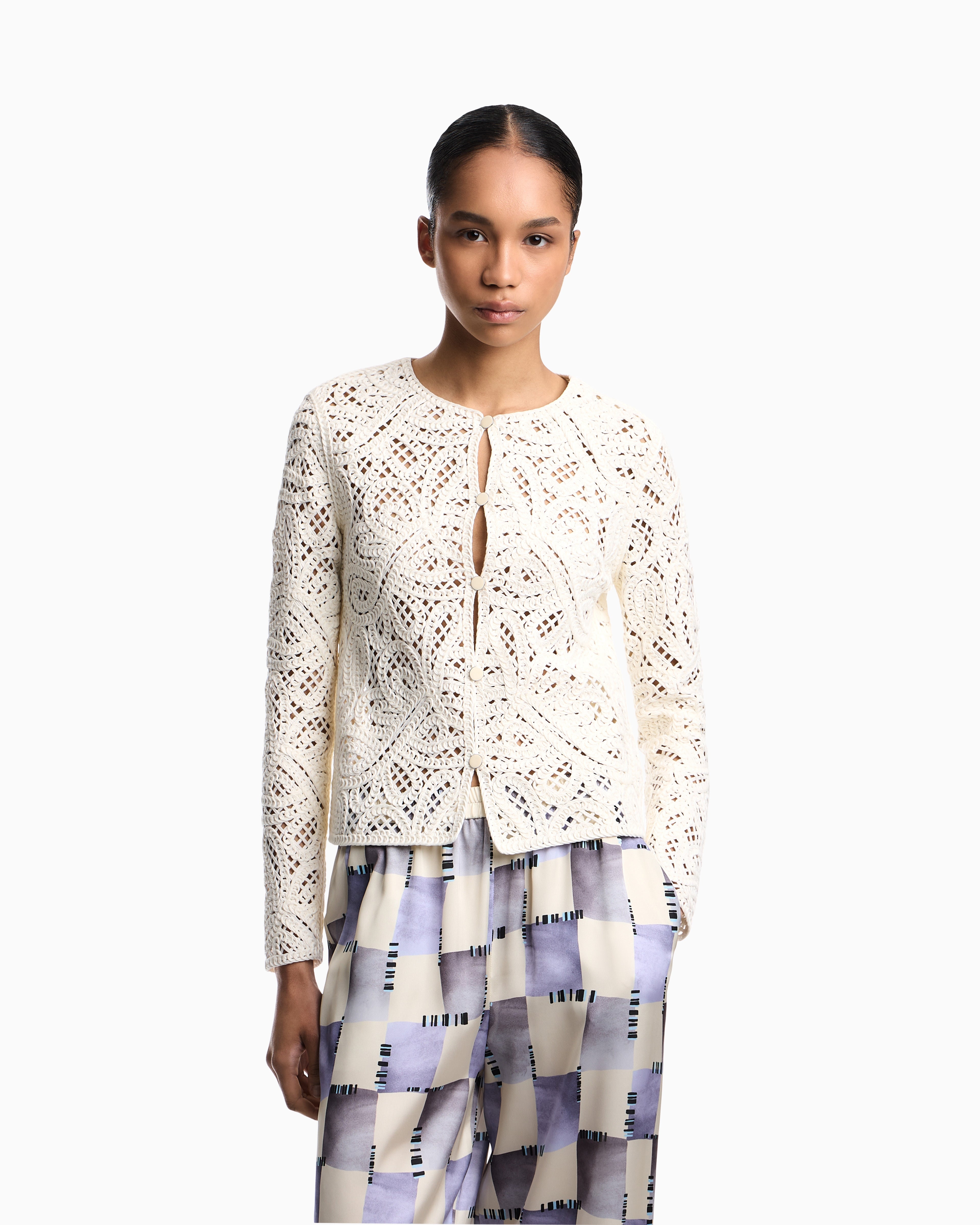 Emporio Armani Jacket in macramé-effect Cornely embroidered fabric