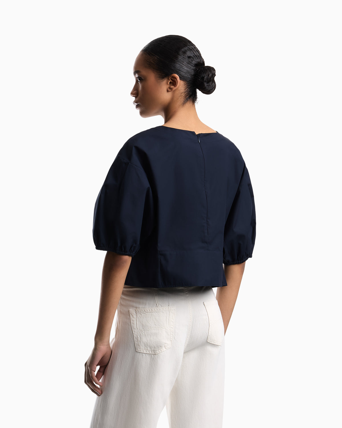 Emporio Armani Poplin blouse with puffed sleeves