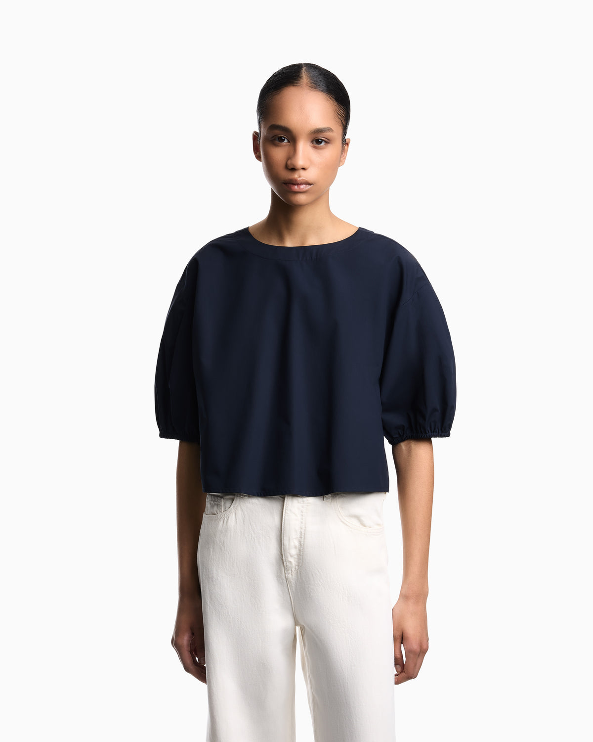 Emporio Armani Poplin blouse with puffed sleeves
