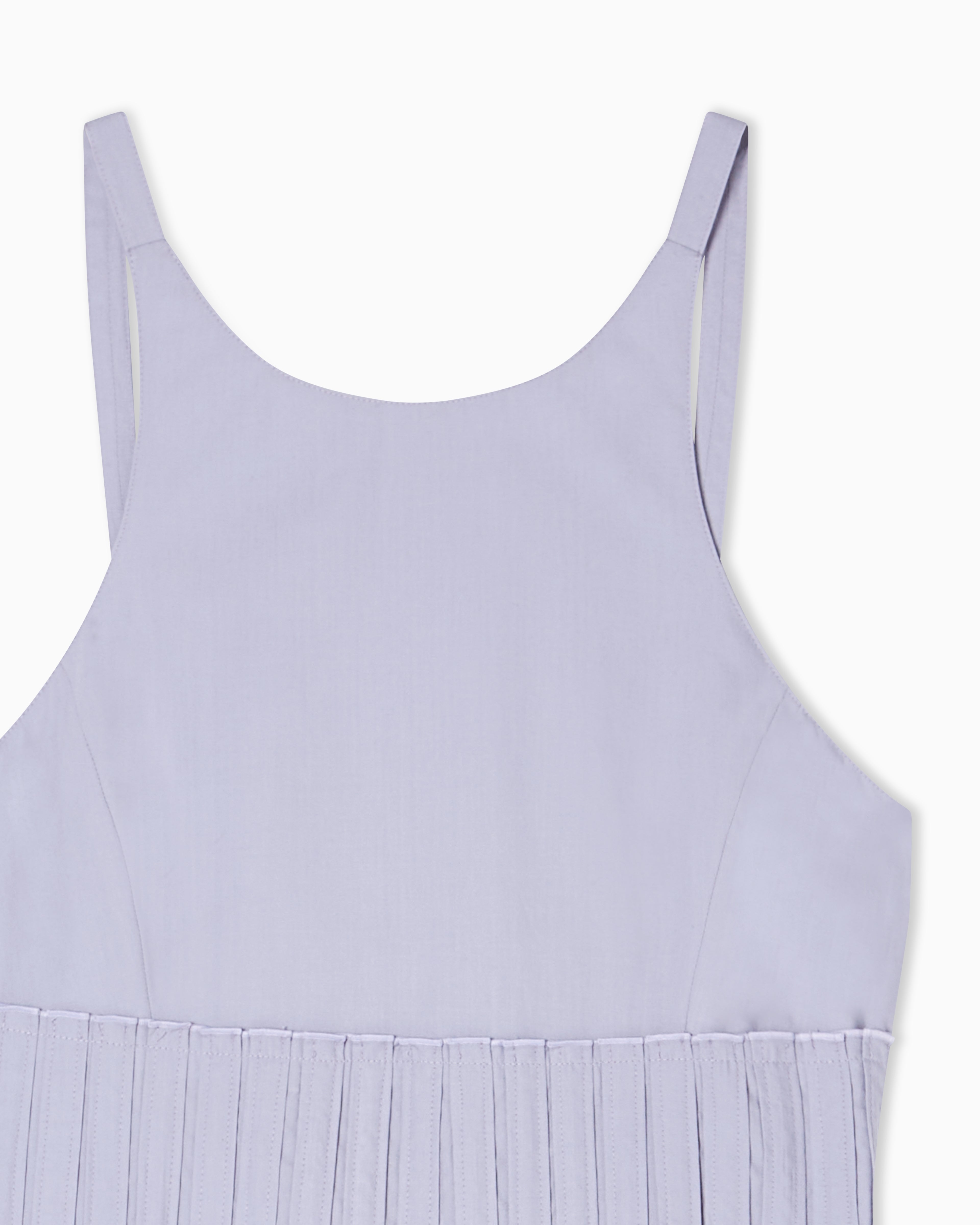 Emporio Armani Long dress in poplin with smocked motif