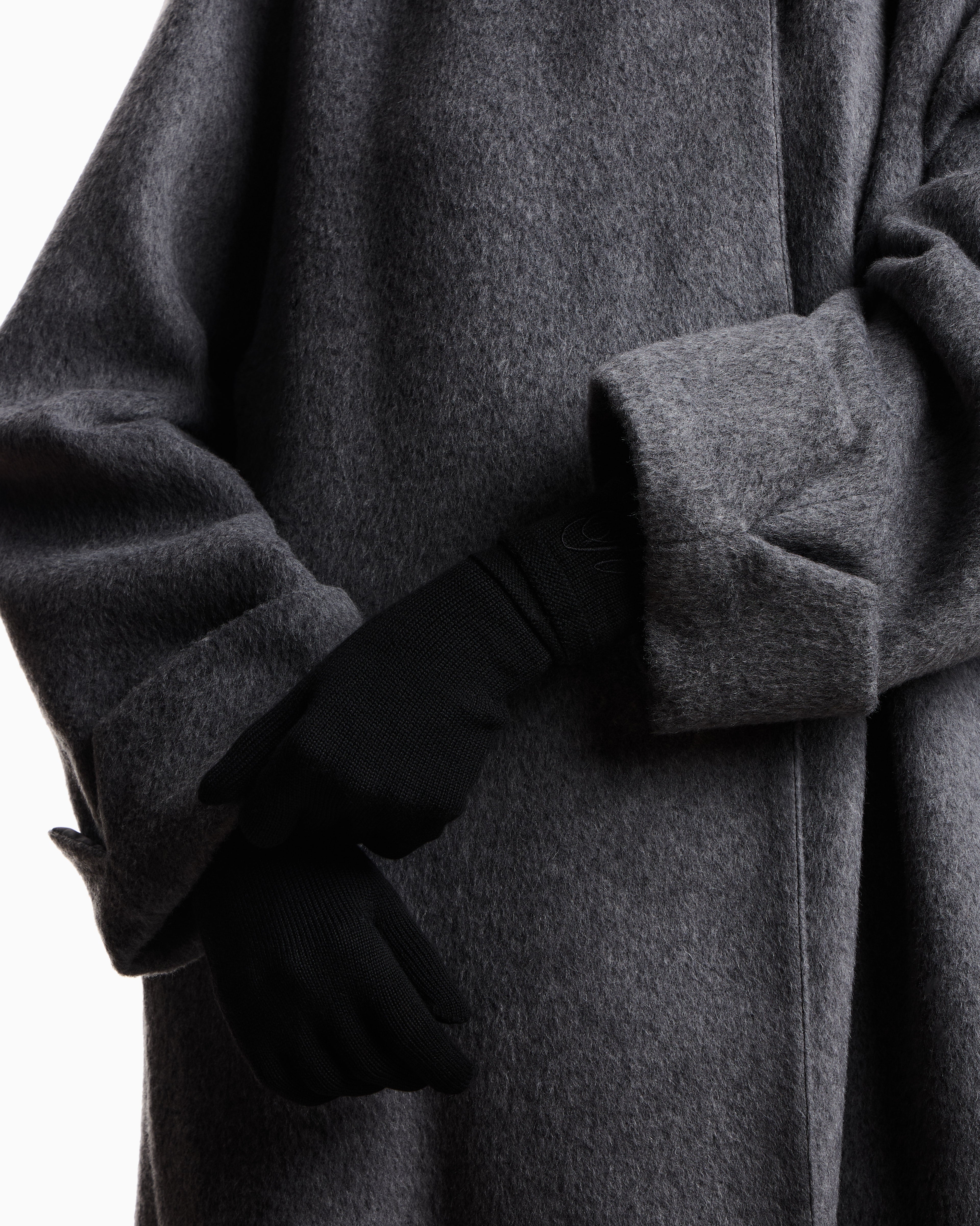Emporio Armani Wool knit gloves with EA signature logo embroidery
